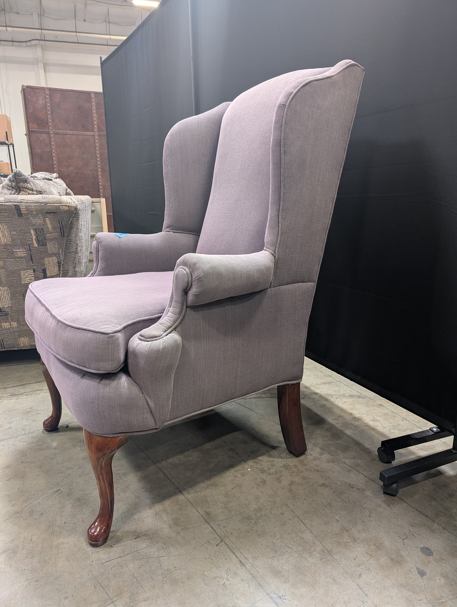Upholstered Wingback Armchair with Cabriole Legs