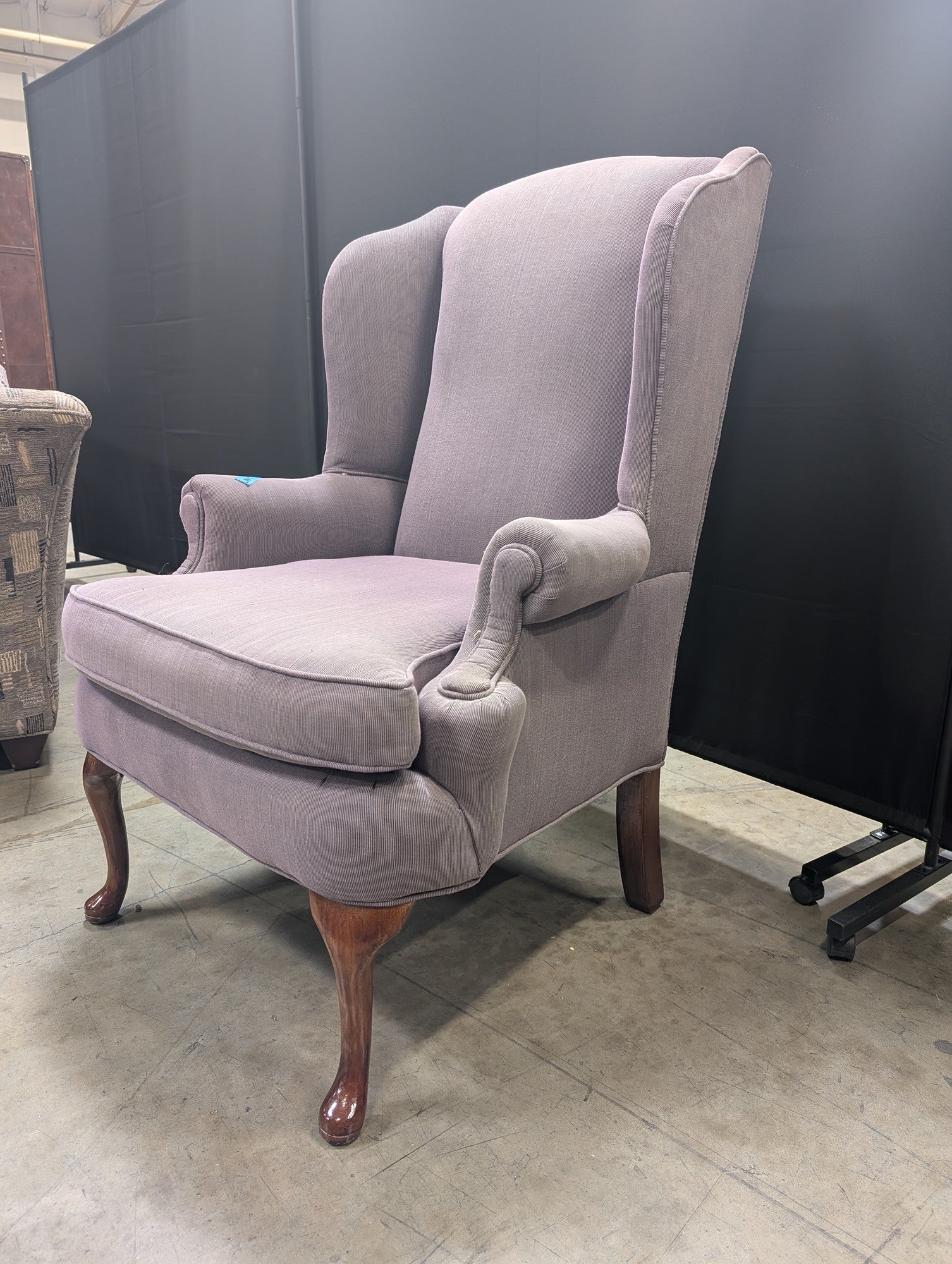 Upholstered Wingback Armchair with Cabriole Legs