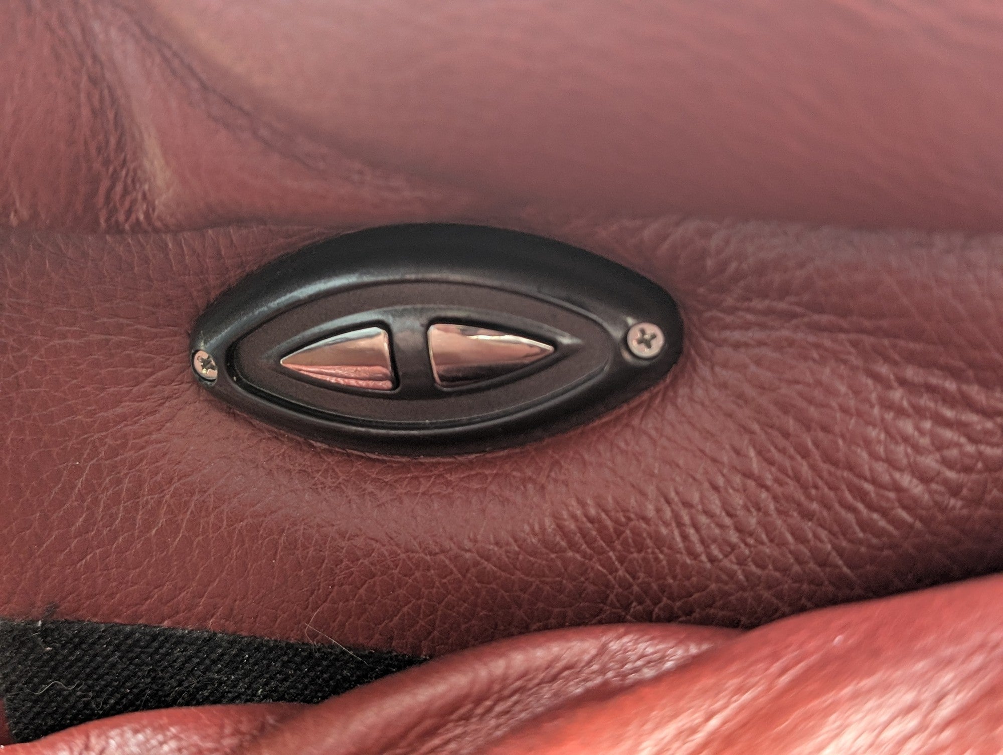 Burgundy Leather Couch with Pillow Arms