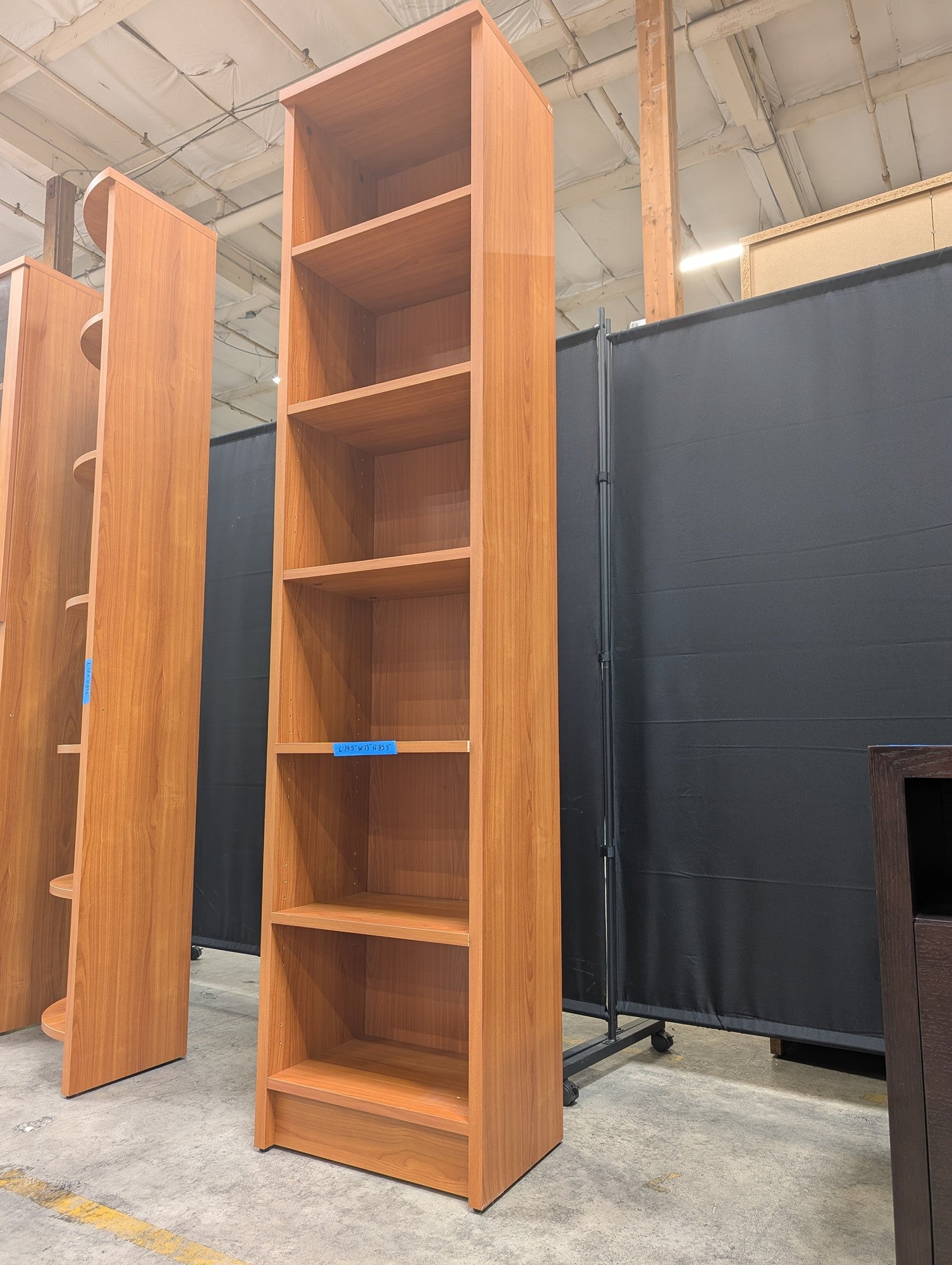 Tall Wood Veneer Bookcase with Adjustable Shelves