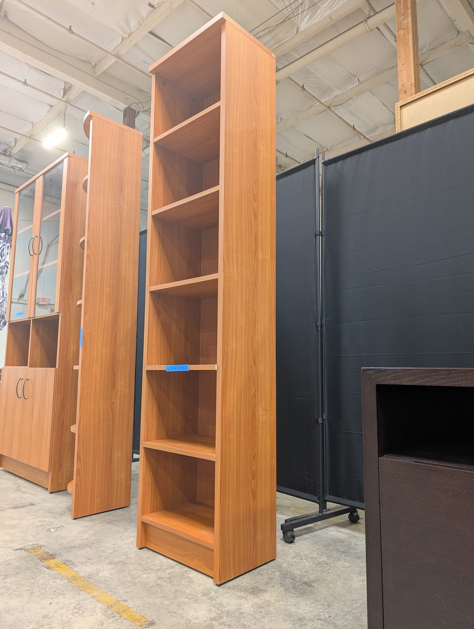 Tall Wood Veneer Bookcase with Adjustable Shelves