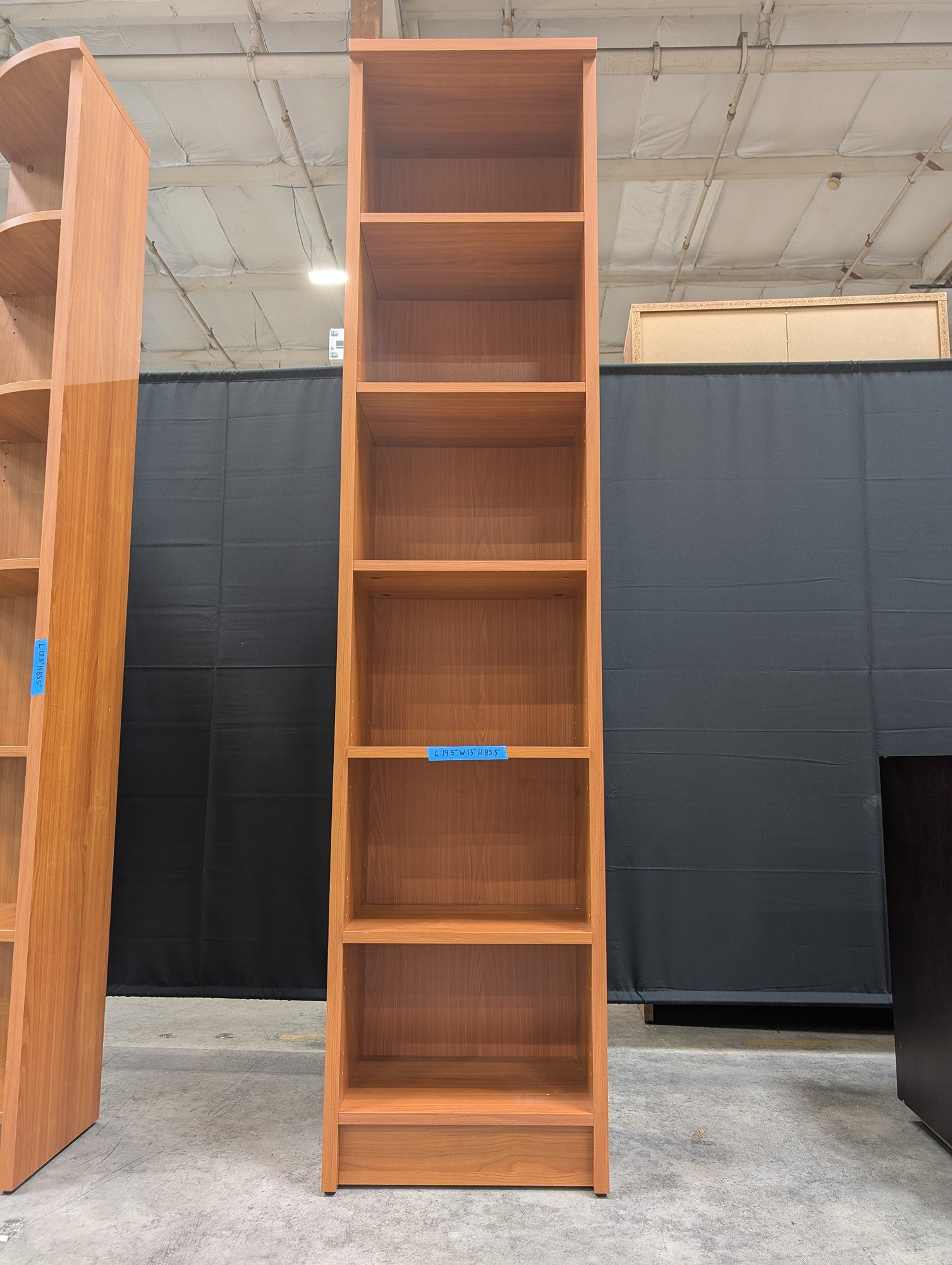 Tall Wood Veneer Bookcase with Adjustable Shelves