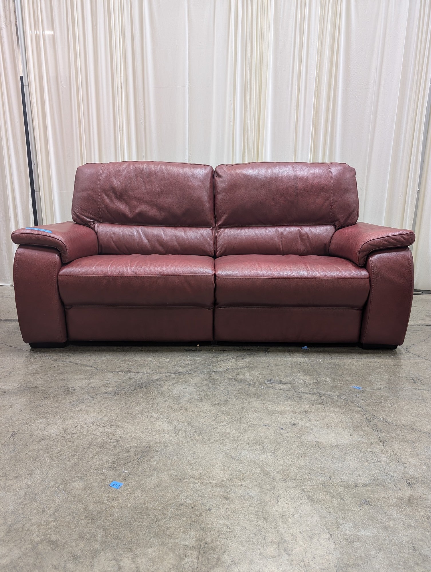Burgundy Power Reclining Couch in Leather