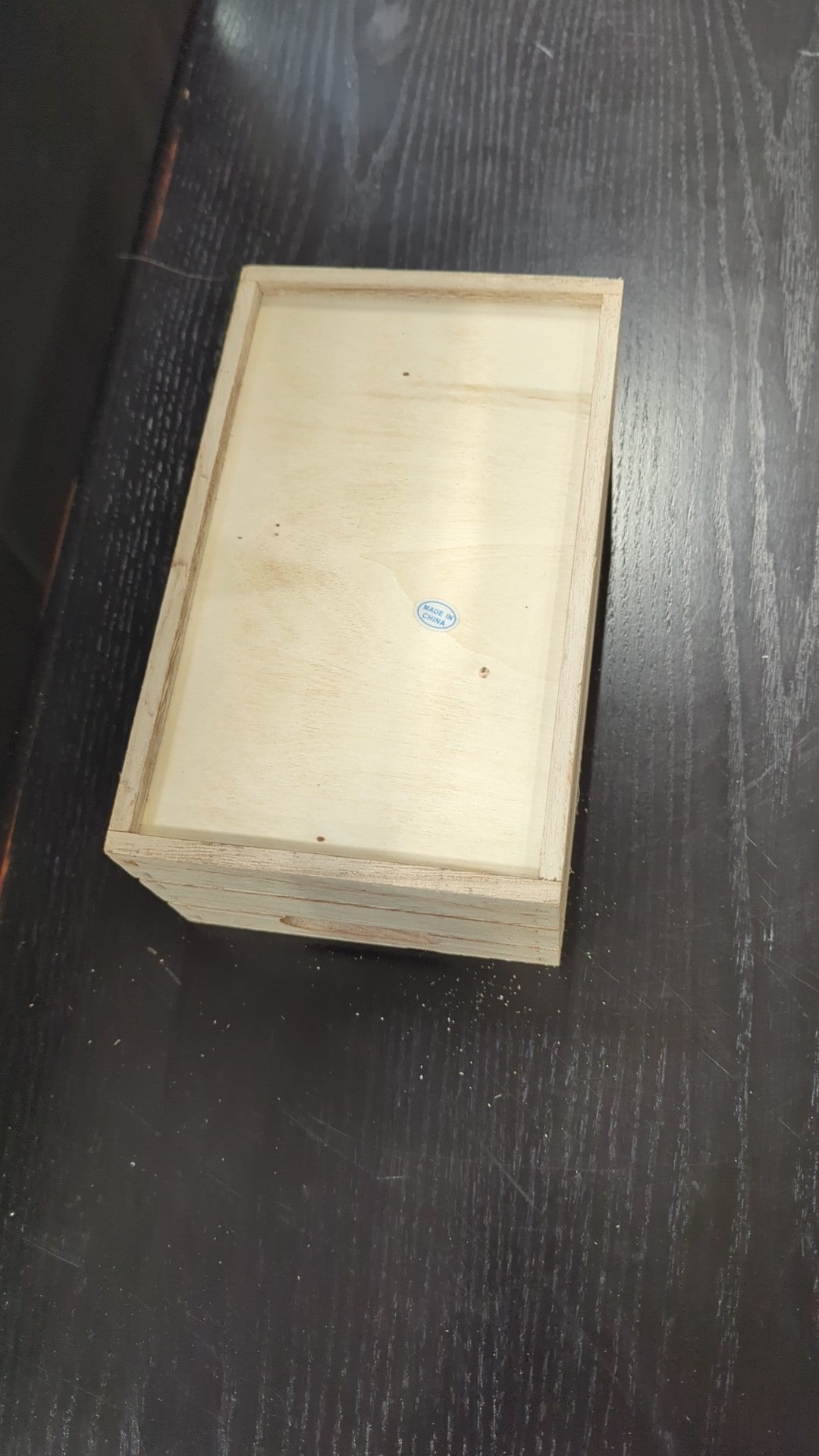 Light Wood Storage Crate with Cutout Handles