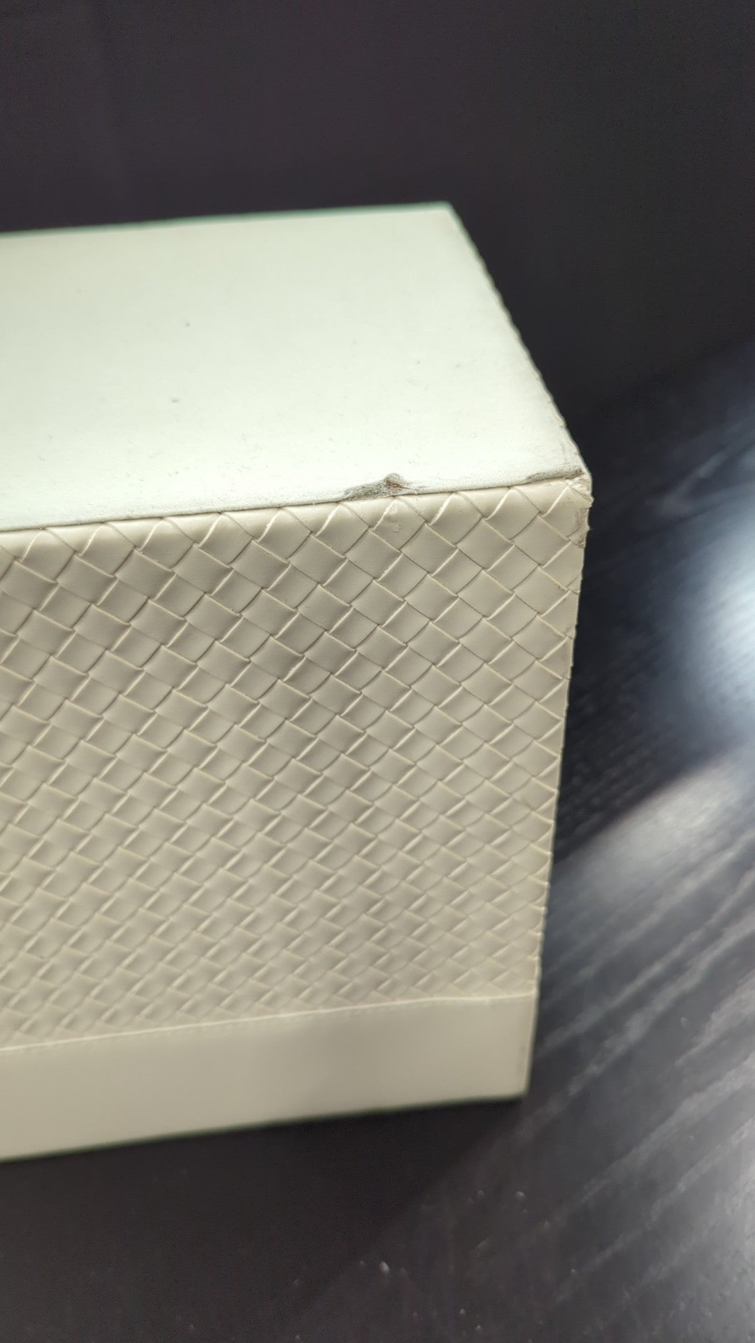 Cream Woven Texture Storage Box with Cut-Out Handles