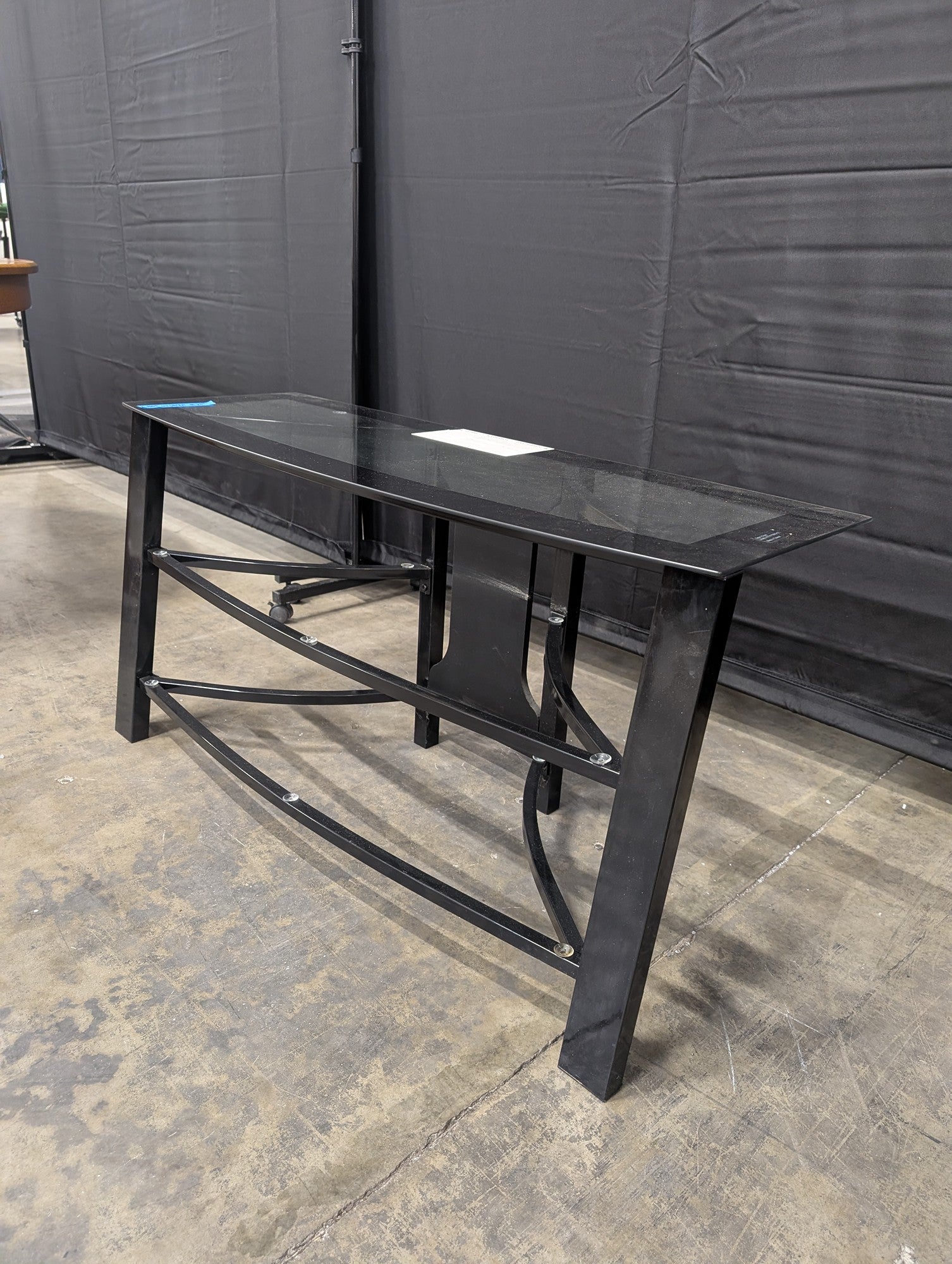 Black Metal Frame TV Stand with Glass Top