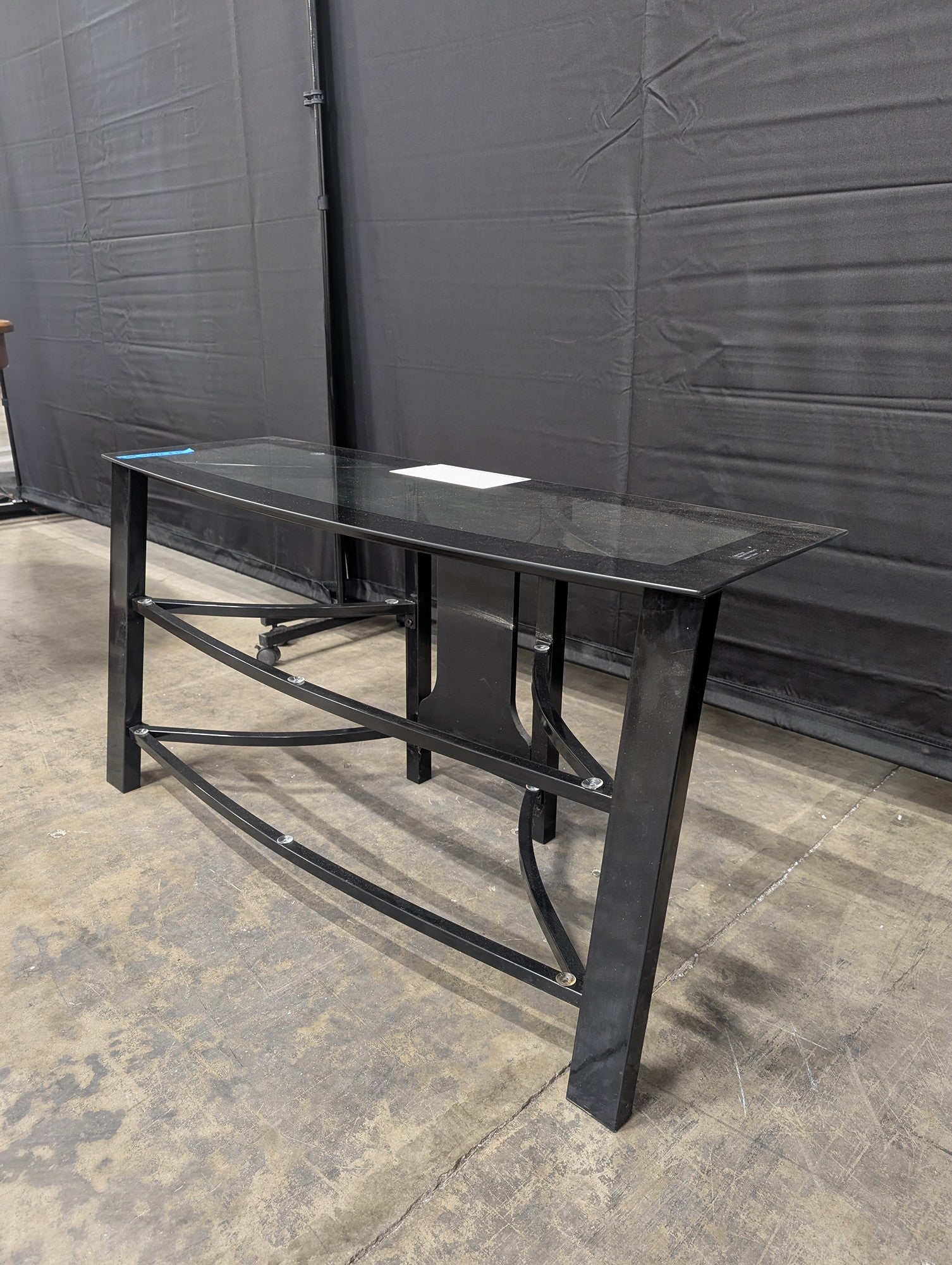 Black Metal Frame TV Stand with Glass Top