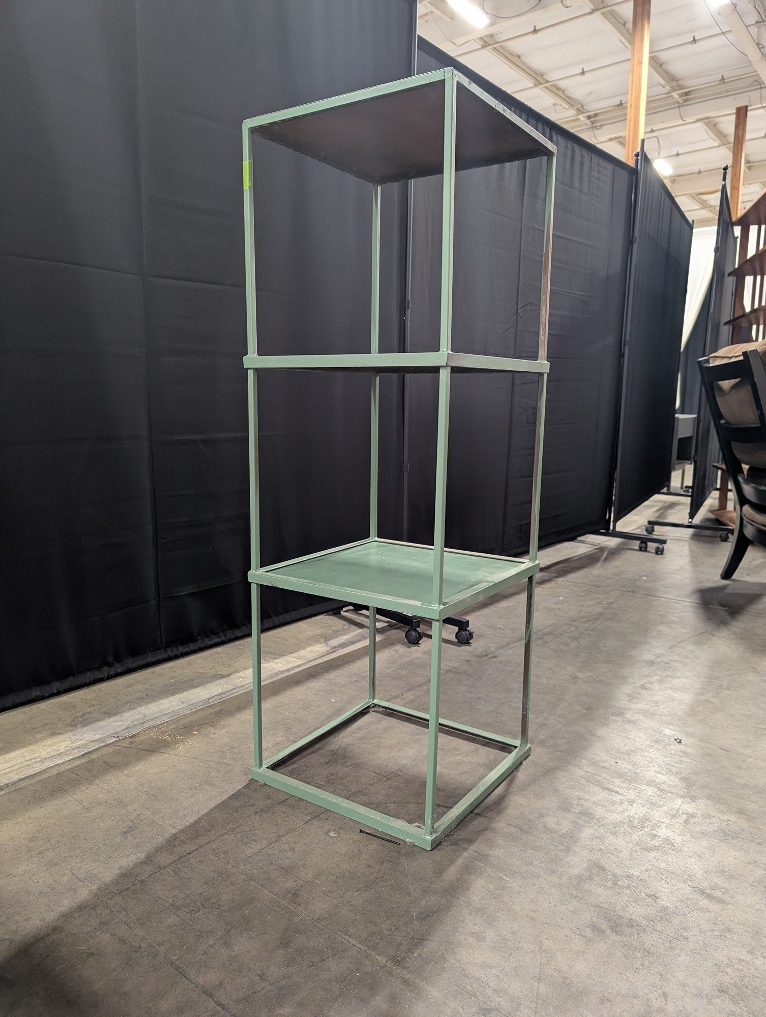 Sage Green Industrial Three-Tier Bookcase