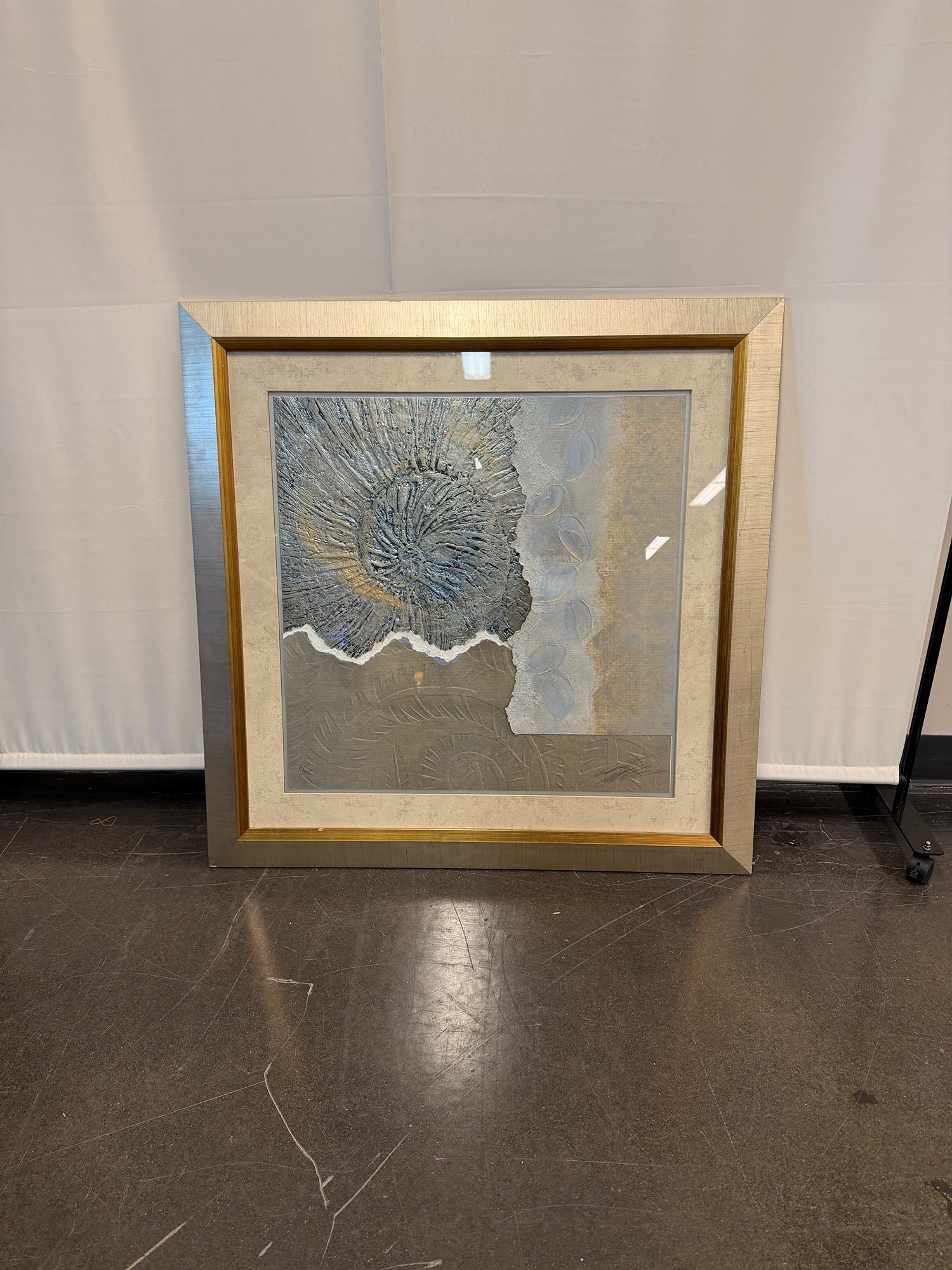 Abstract Textured Wall Art Print in Gold Frame
