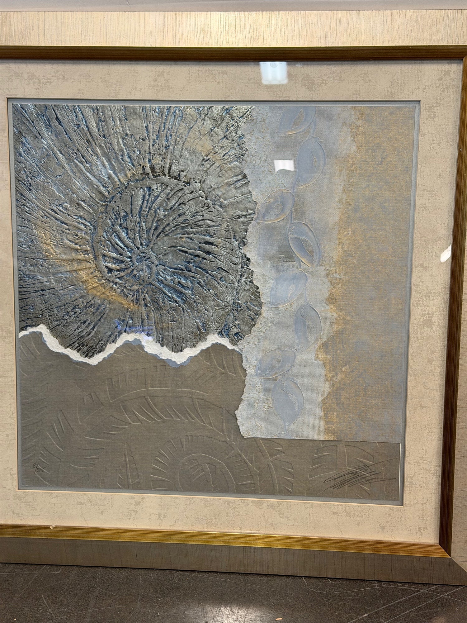 Abstract Textured Wall Art Print in Gold Frame