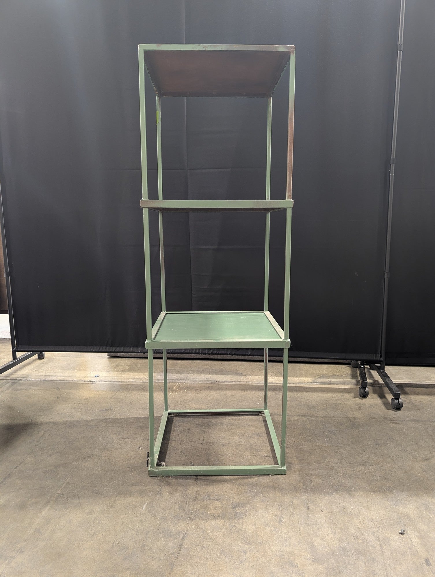Sage Green Industrial Three-Tier Bookcase