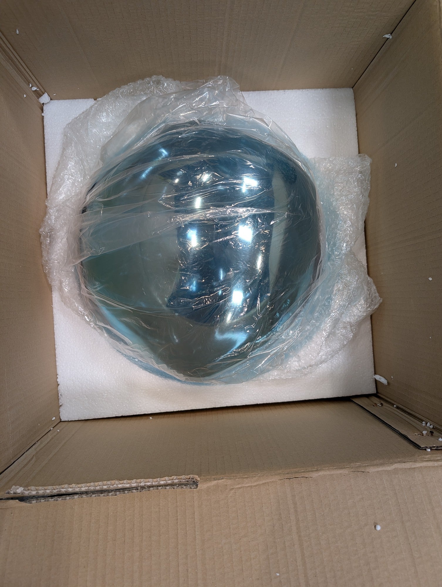 Blue Glass Globe Pendant Light in Chrome