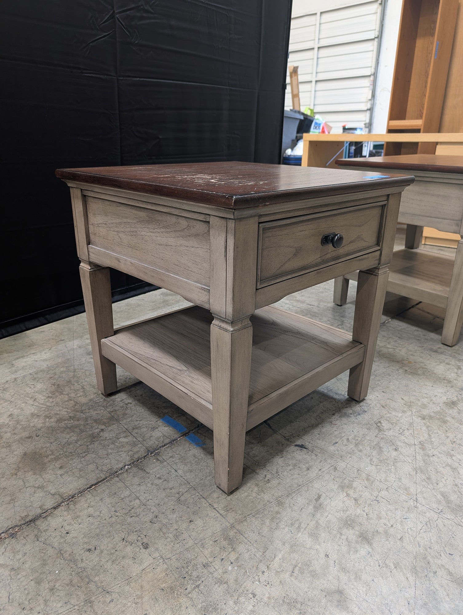 Two-Tone Wood Nightstand with Single Drawer