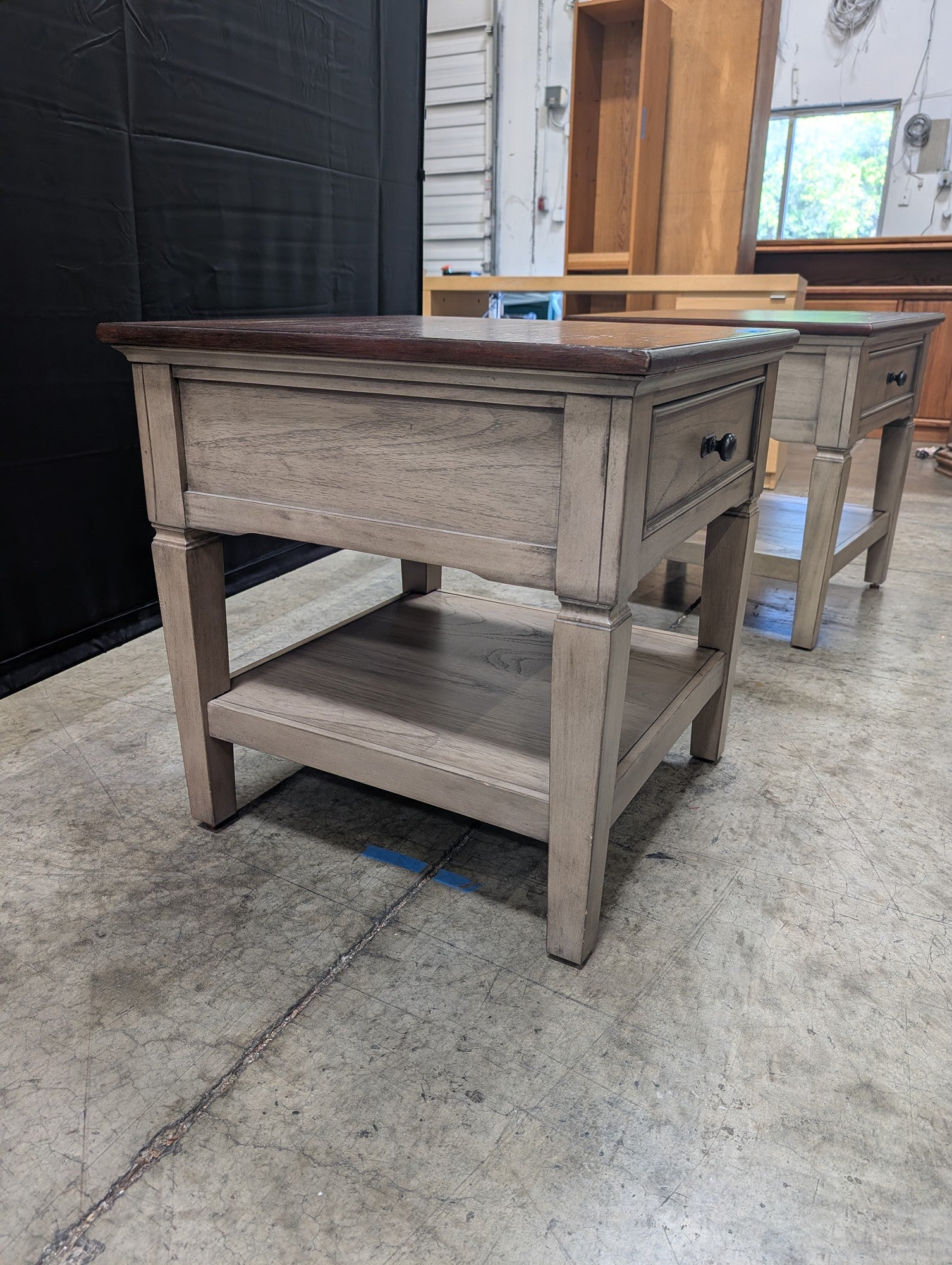 Two-Tone Wood Nightstand with Single Drawer