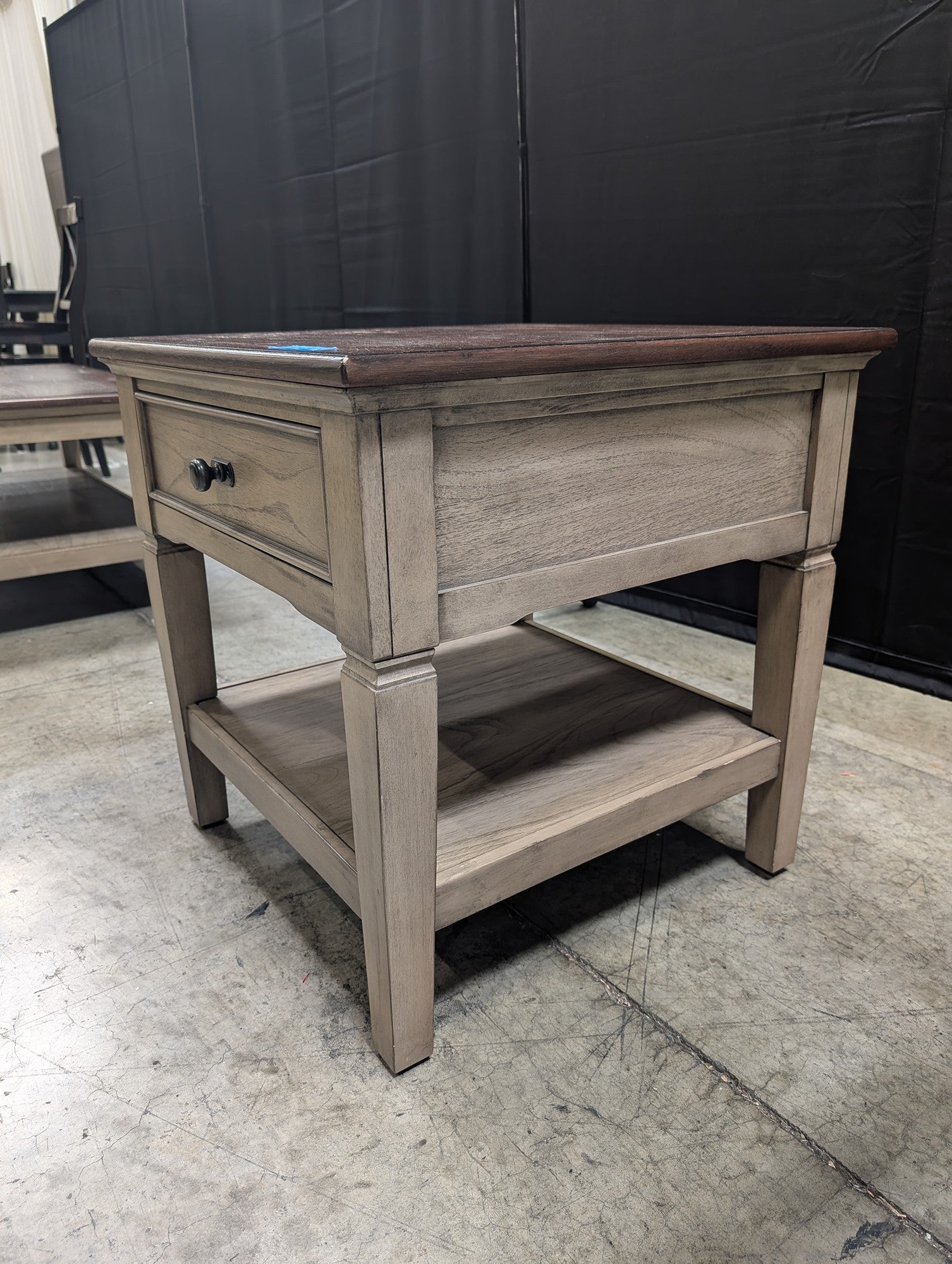 Two-Tone Wood Nightstand with Single Drawer