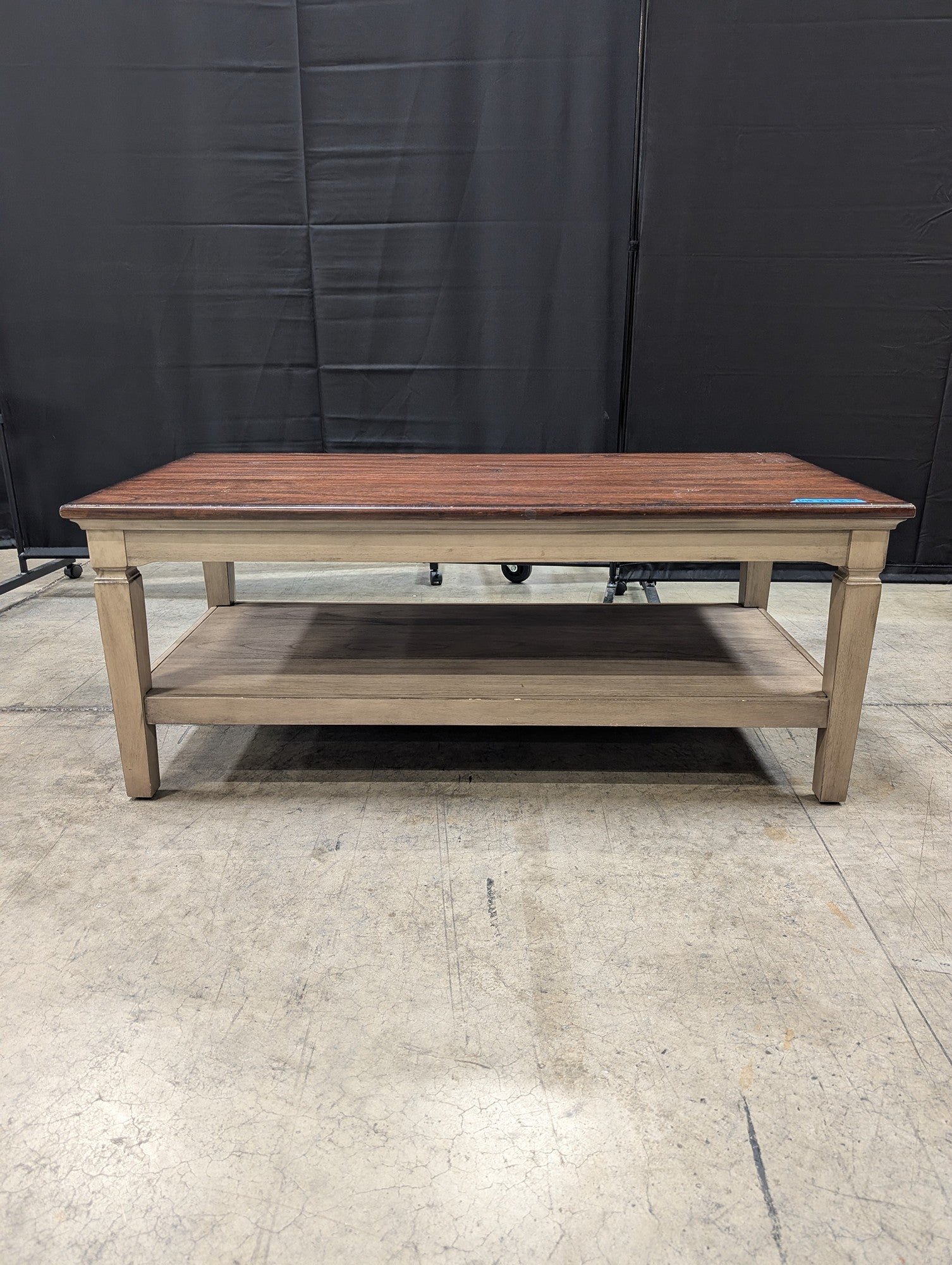 Two-Tone Wood Coffee Table with Lower Shelf