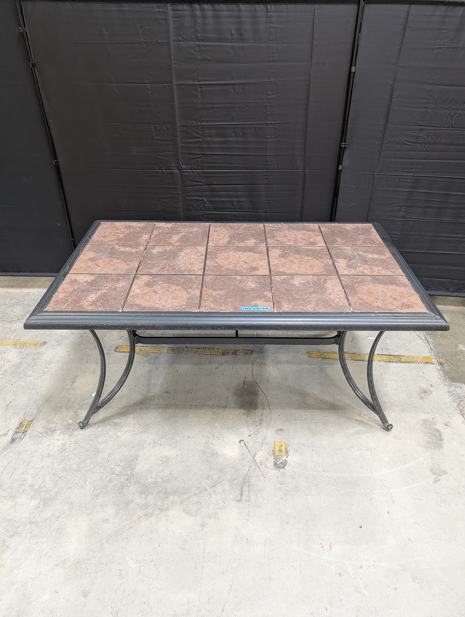 Dark Iron Outdoor Dining Table with Tile Top