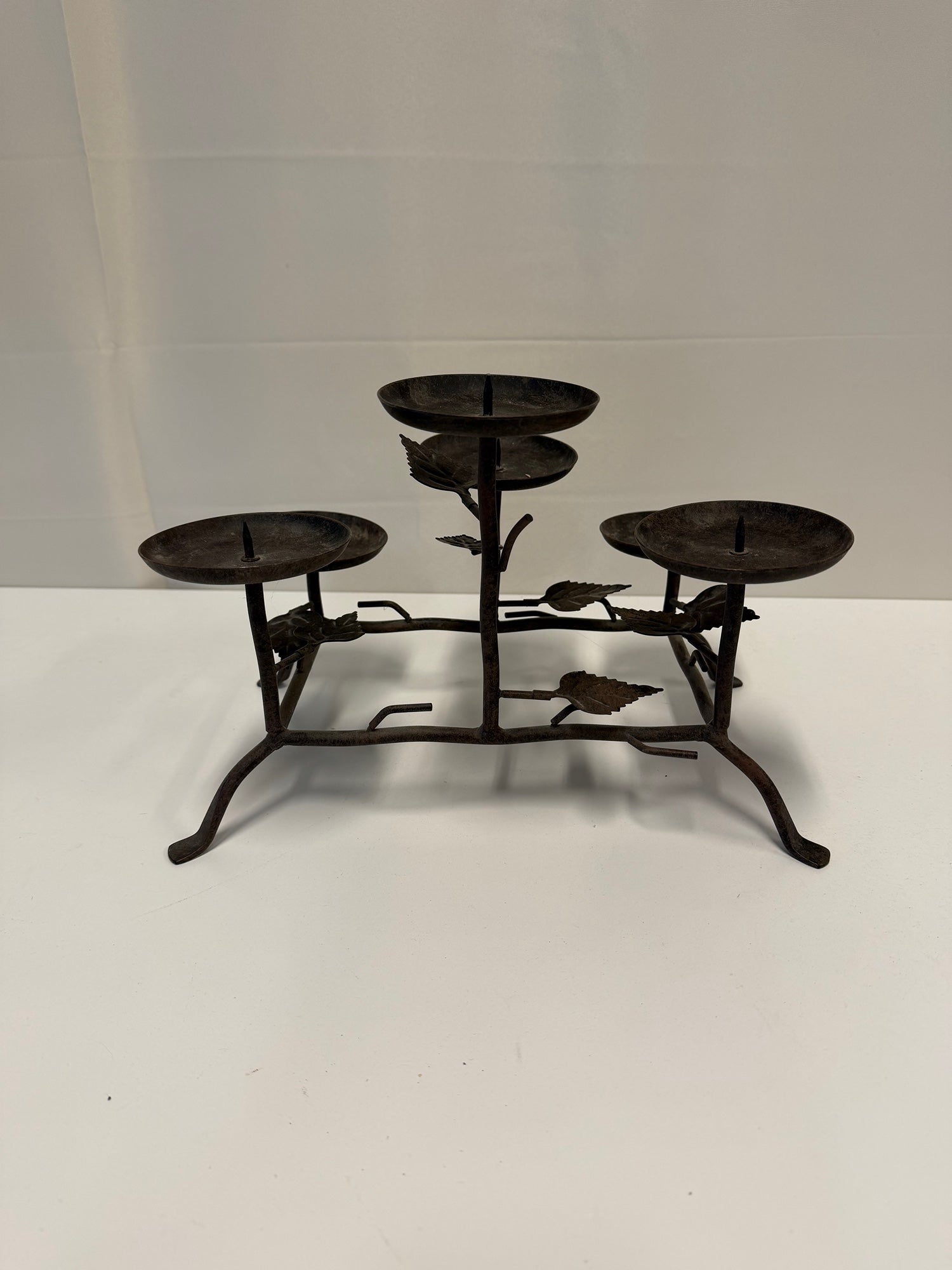 Rustic Dark Iron Six-Candle Candelabra