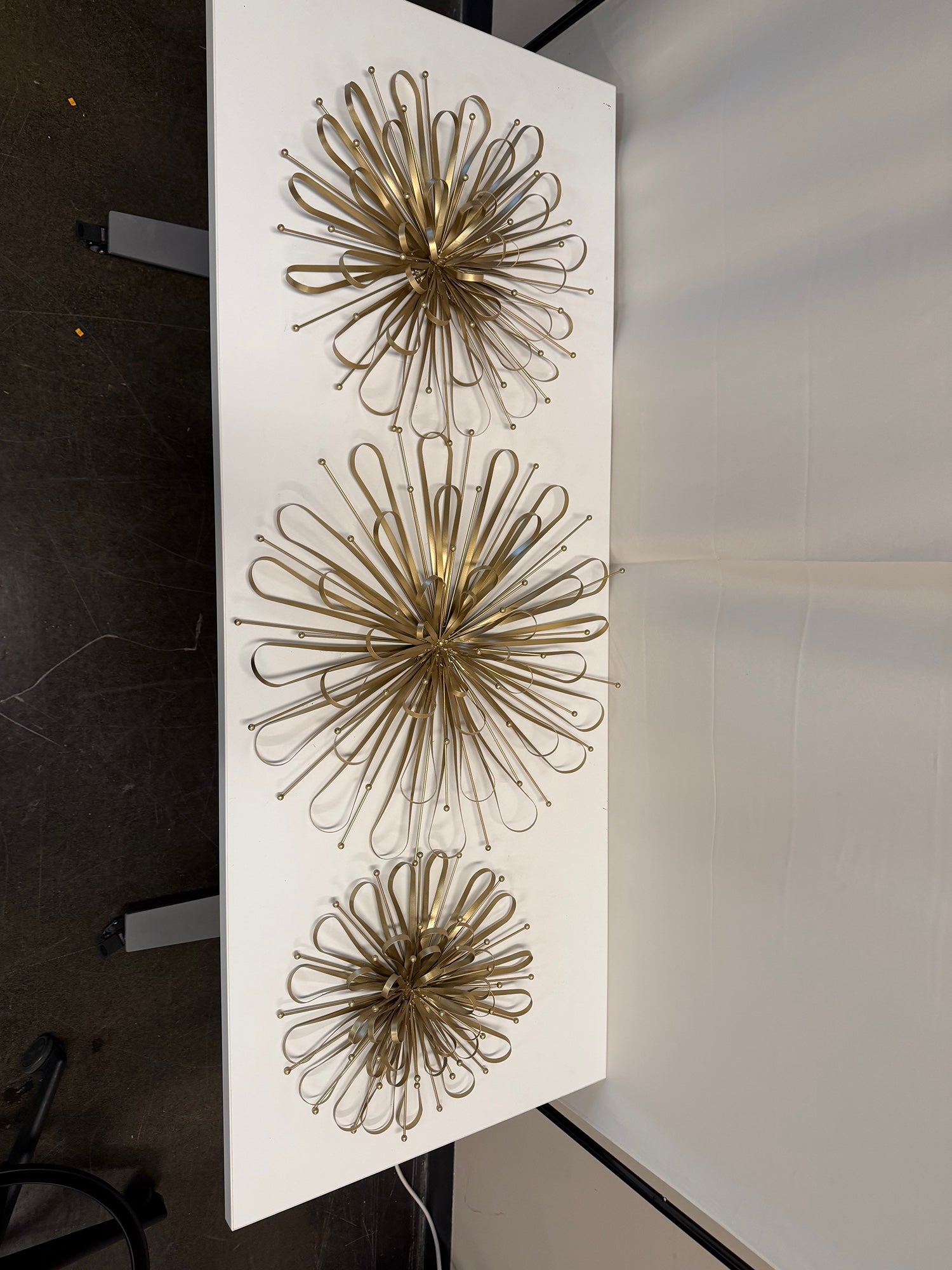 Set of Three Metal Starburst Home Wall Decor Wall Sculpture with Orb Detailing, Wall Art 16", 20", 24"D, Gold