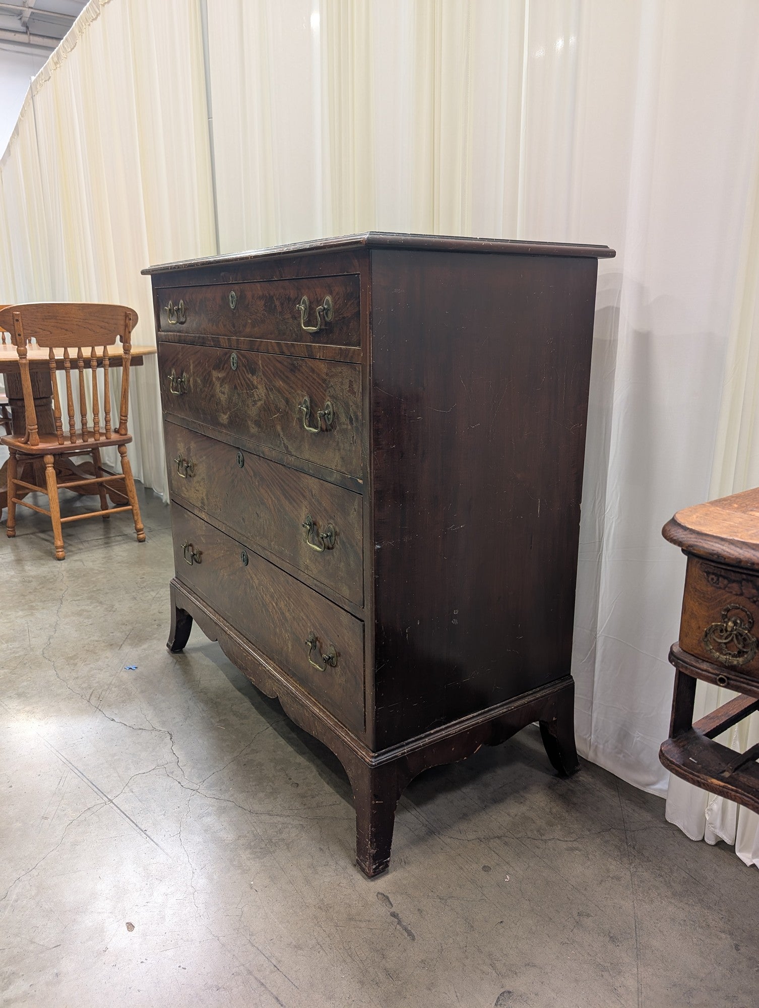Hathaway's Dark Wood Four-Drawer Dresser with Ornate Hardware