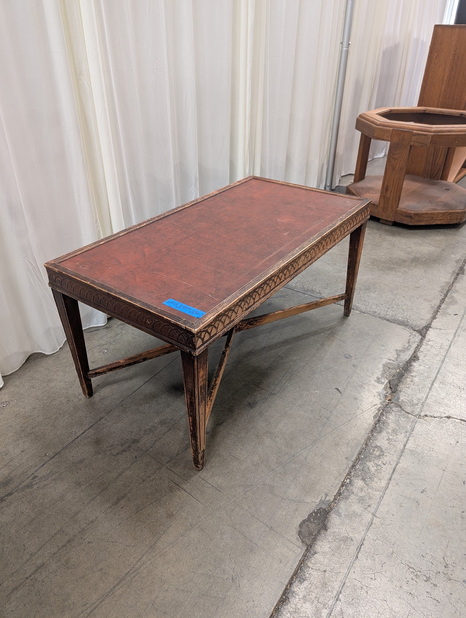 Rectangular Wood Coffee Table with Red Top