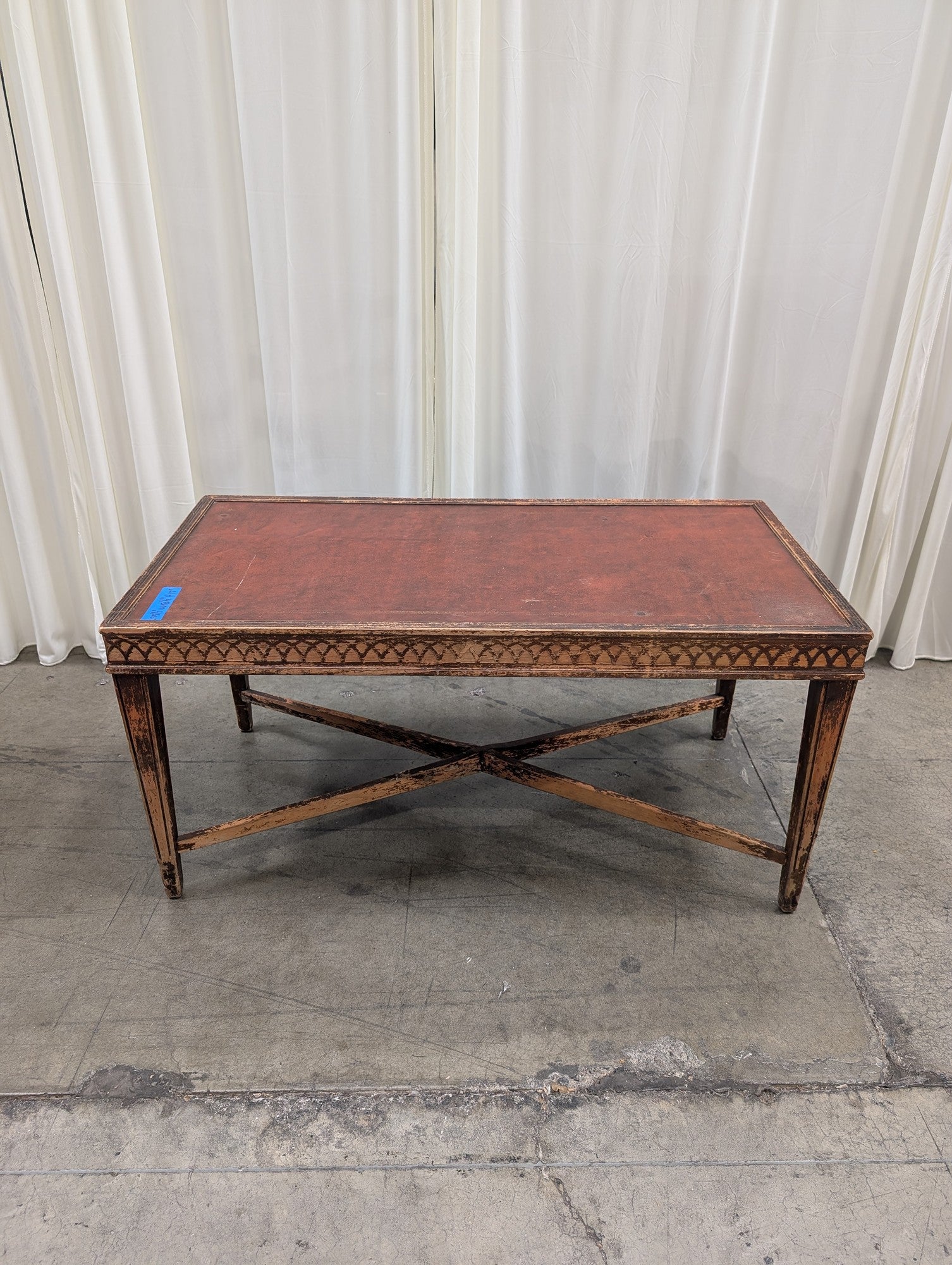 Rectangular Wood Coffee Table with Red Top