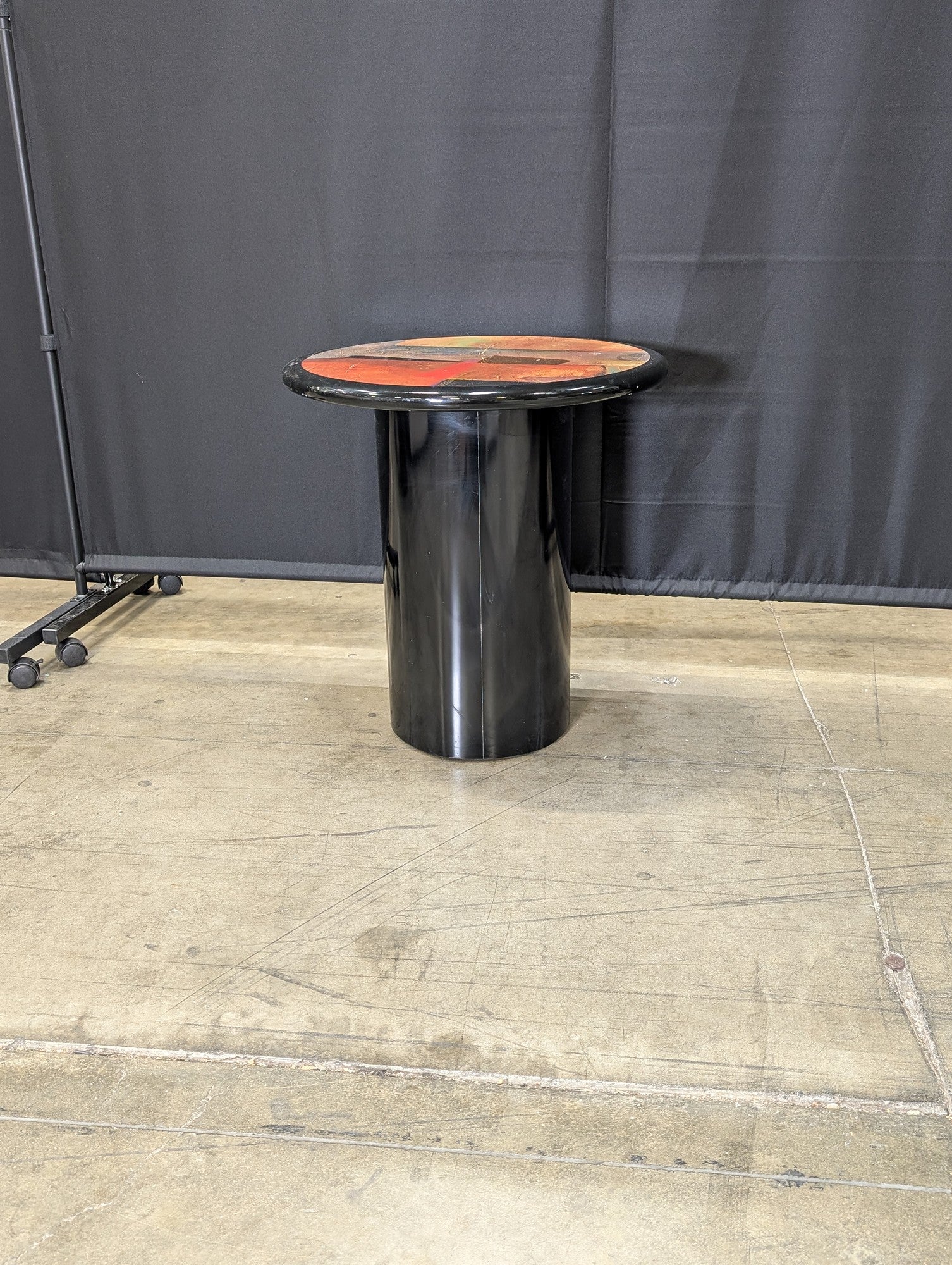 Abstract Art Round Pedestal Side Table