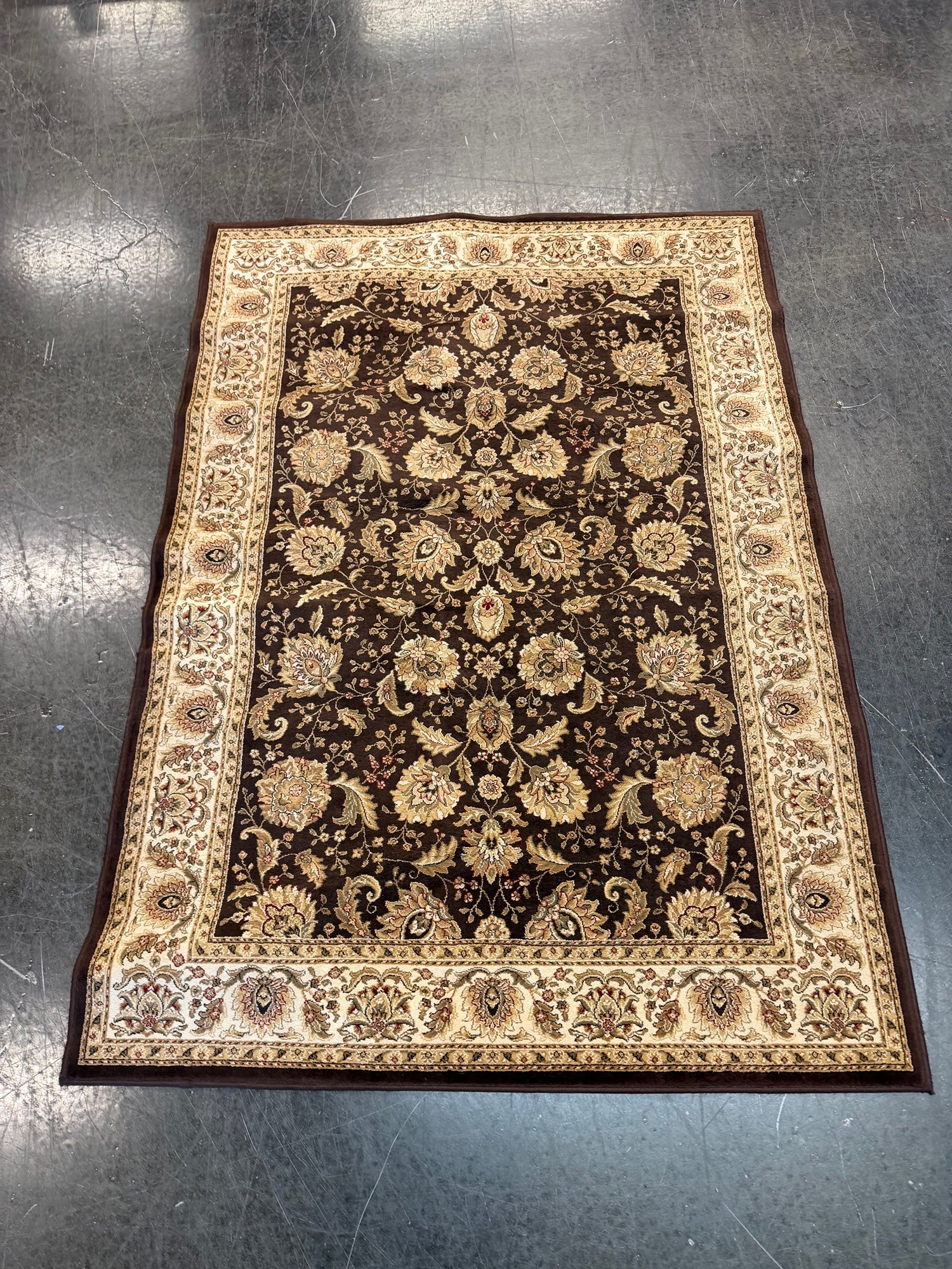 Kenneth Mink Brown Kashan Floral Area Rug in Polypropylene | Warwick Collection