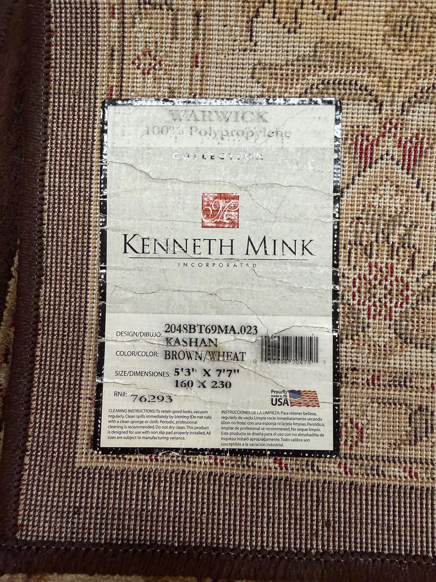 Kenneth Mink Brown Kashan Floral Area Rug in Polypropylene | Warwick Collection