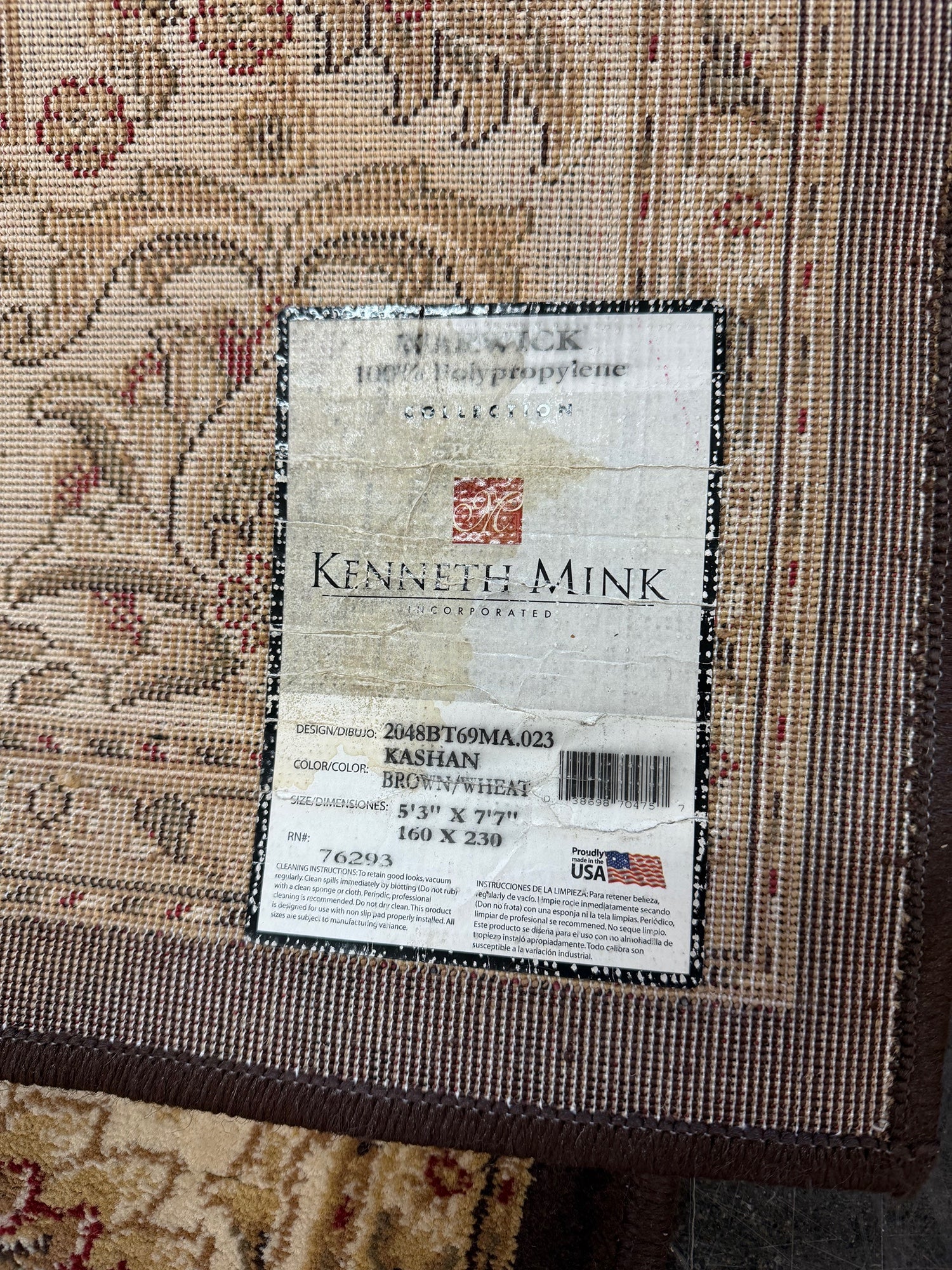Kenneth Mink Brown Kashan Floral Area Rug in Polypropylene | Warwick Collection