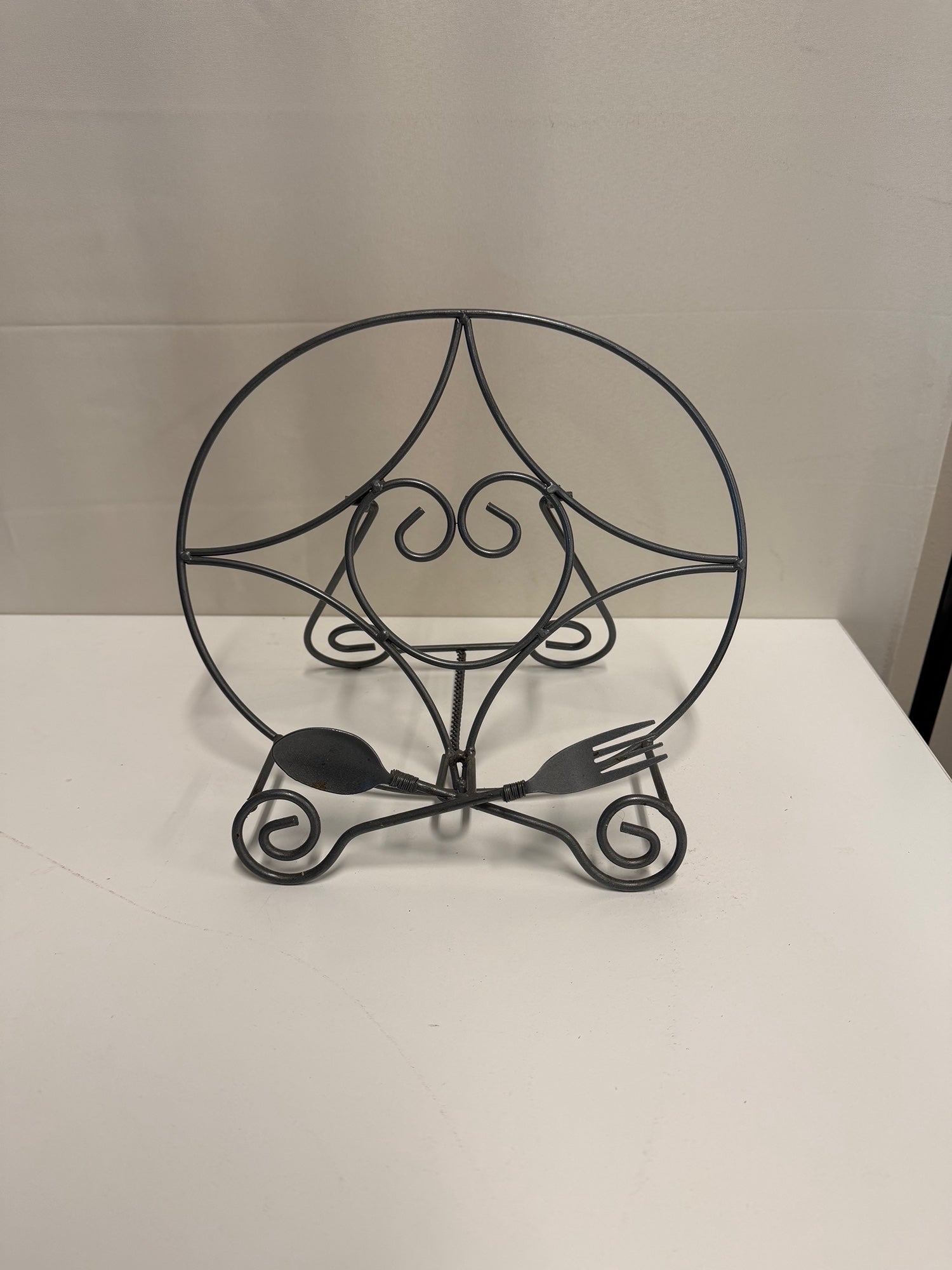 Decorative Metal Scrollwork Napkin Holder with Utensil Motif