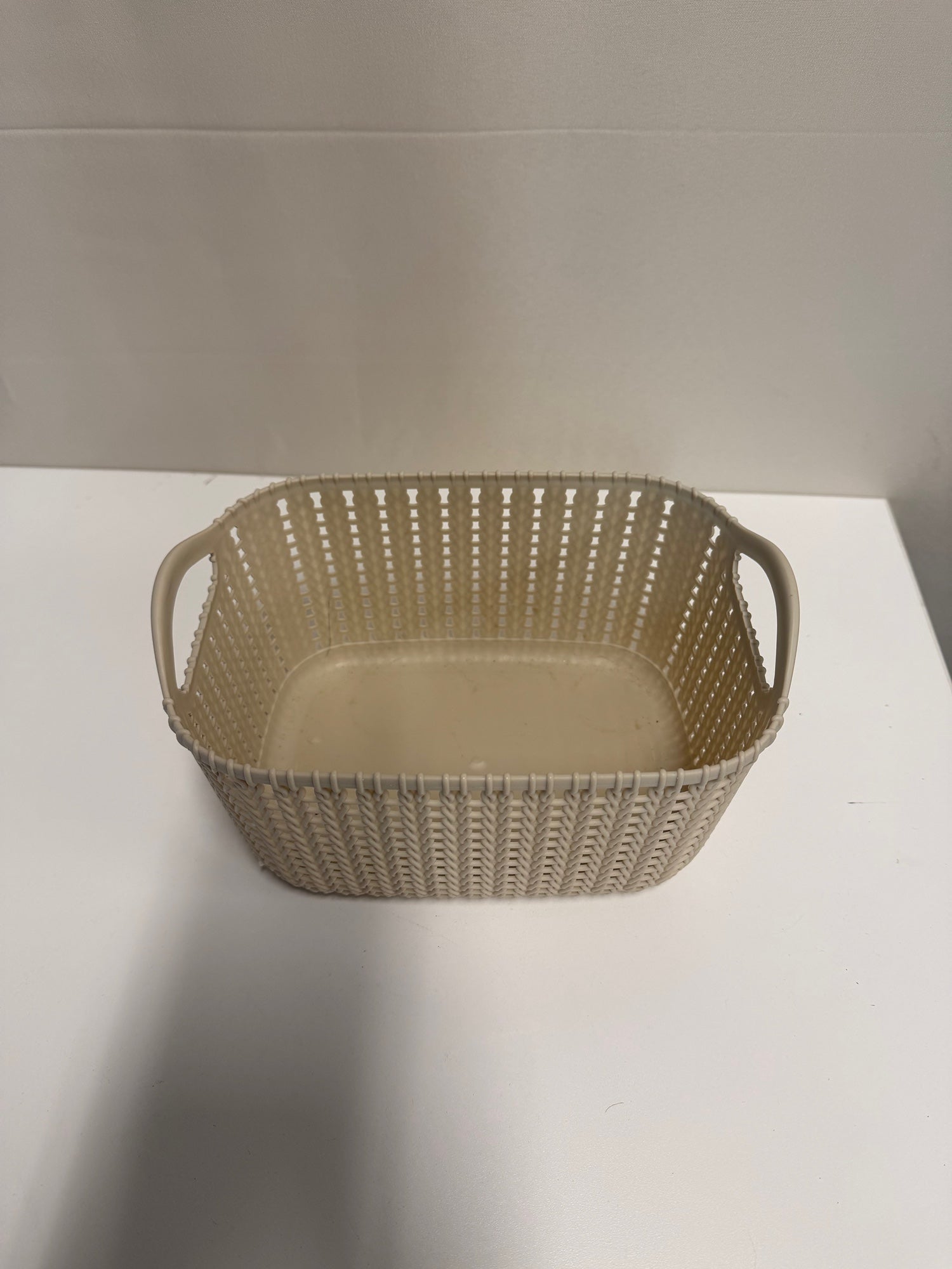 Neutral Tone Woven Plastic Storage Basket