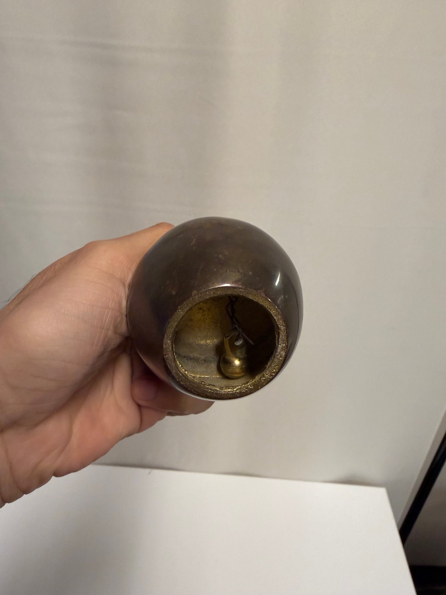 Vintage Bronze-Toned Apple Desk Bell with Leaf Accent