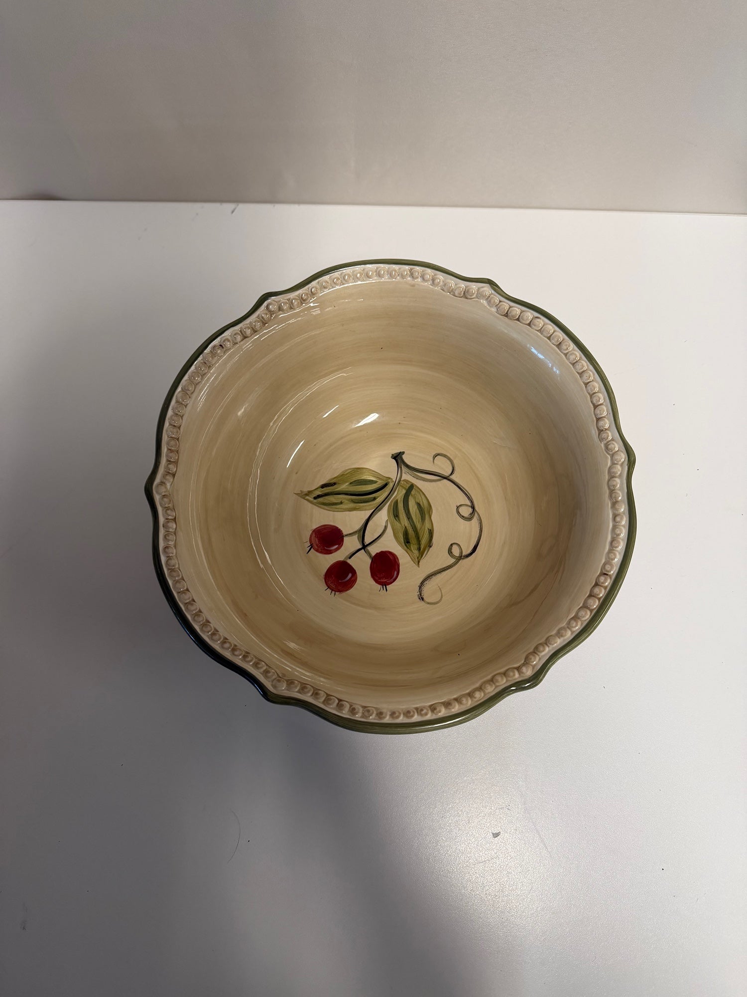 Tabletops Gallery Francesca Hand-Painted Fruit Motif Ceramic Serving Bowl