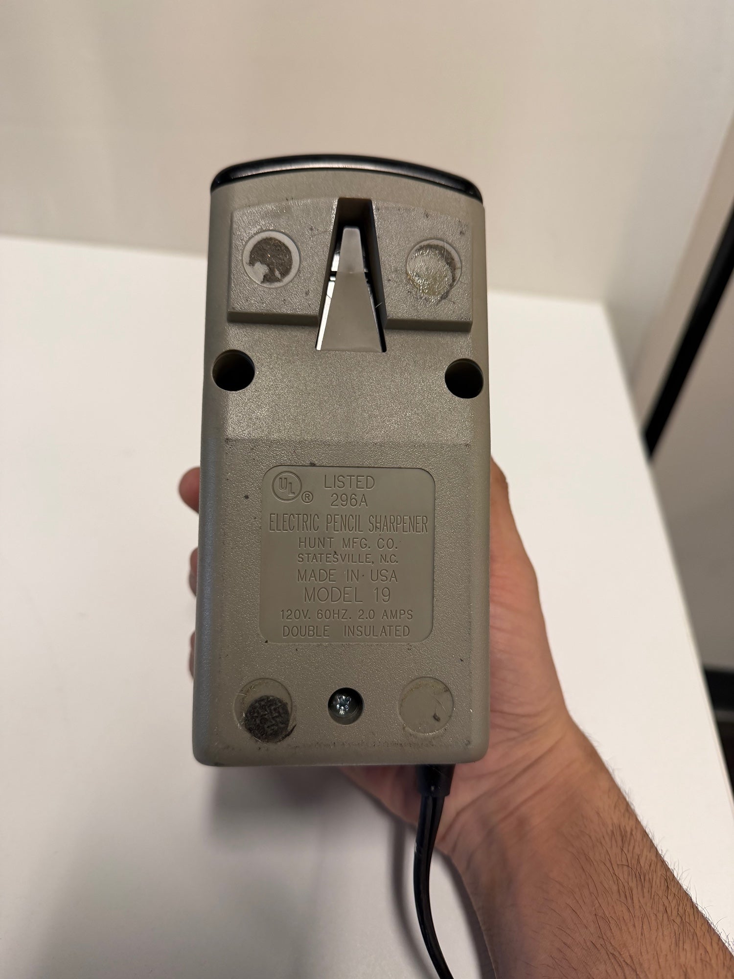 BOSTON Model 19 Electric Pencil Sharpener Black Beige Vintage Office Supply