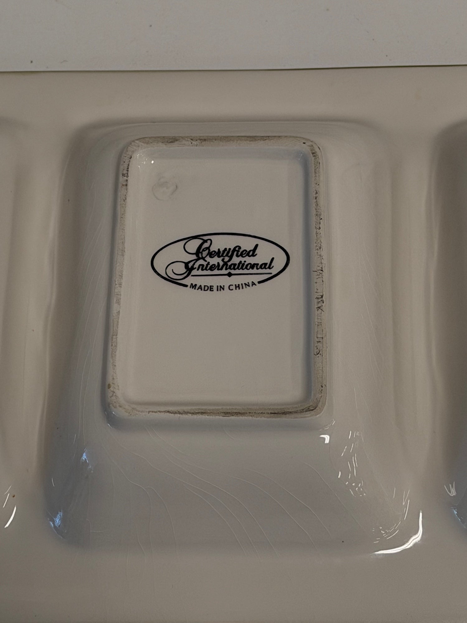 Certified International Oregano Herb Design Three-Compartment Serving Tray