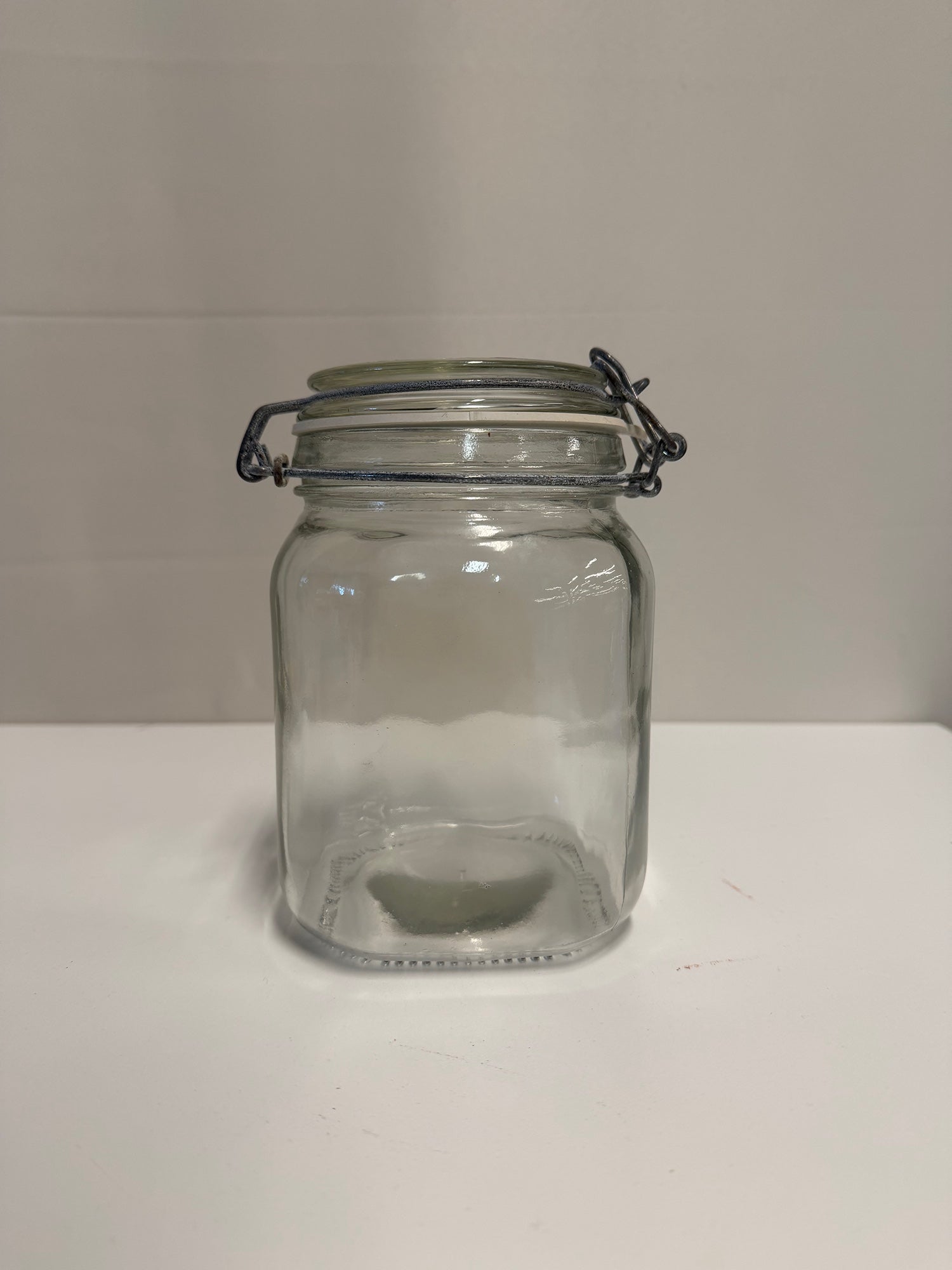 Versatile Clear Glass Clamp-Top Storage Jar