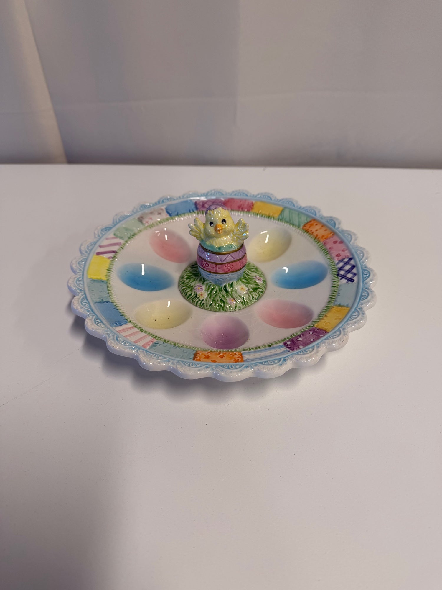 Festive Porcelain Chick Deviled Egg Serving Platter
