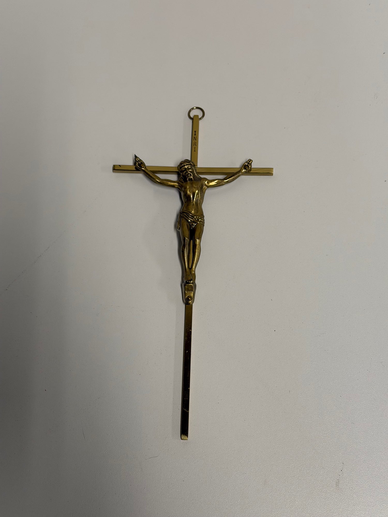 Vintage Brass Jesus Christ Crucifix Wall Cross Religious Art
