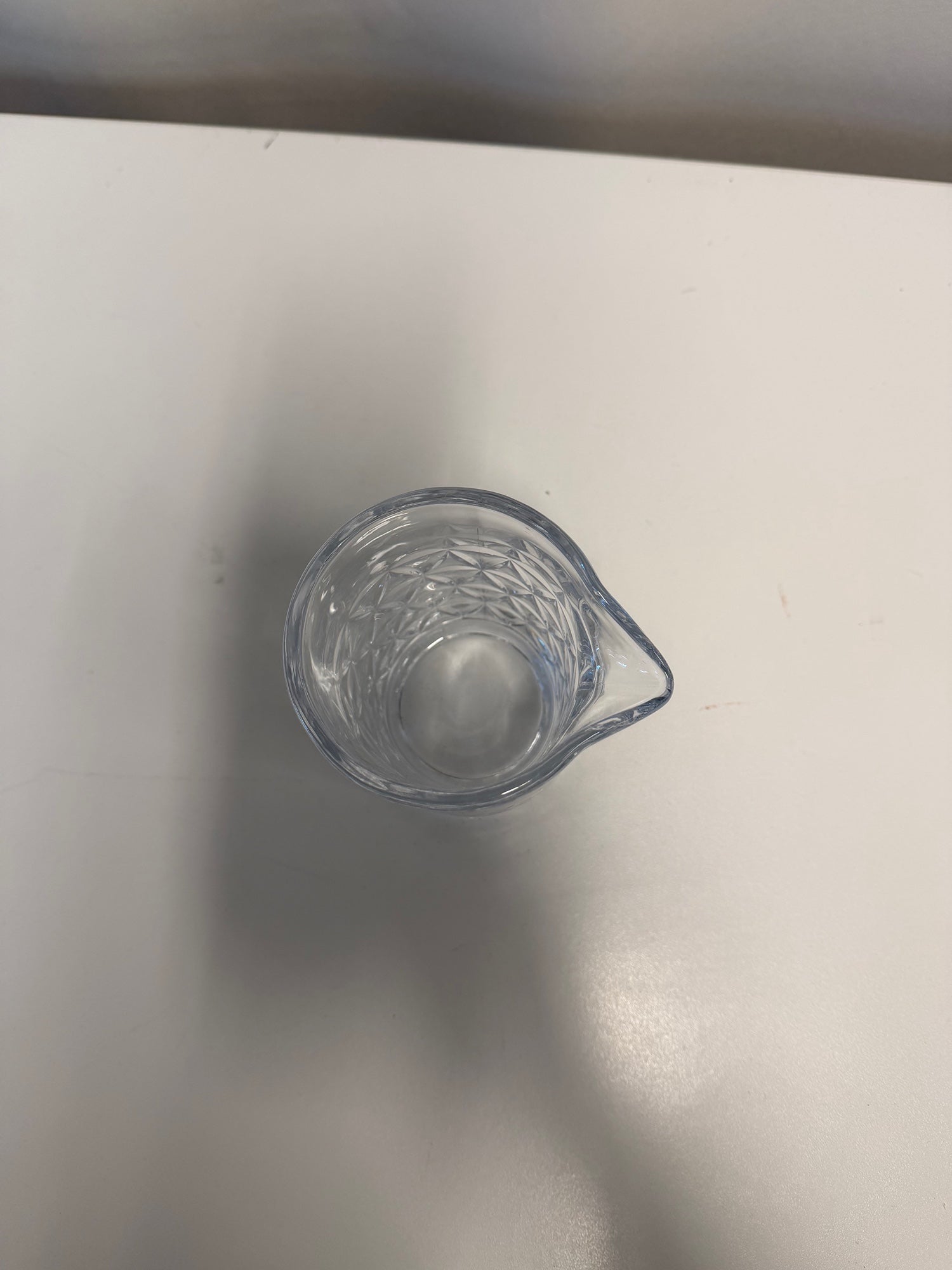 Textured Clear Glass Creamer Pitcher with Geometric Pattern