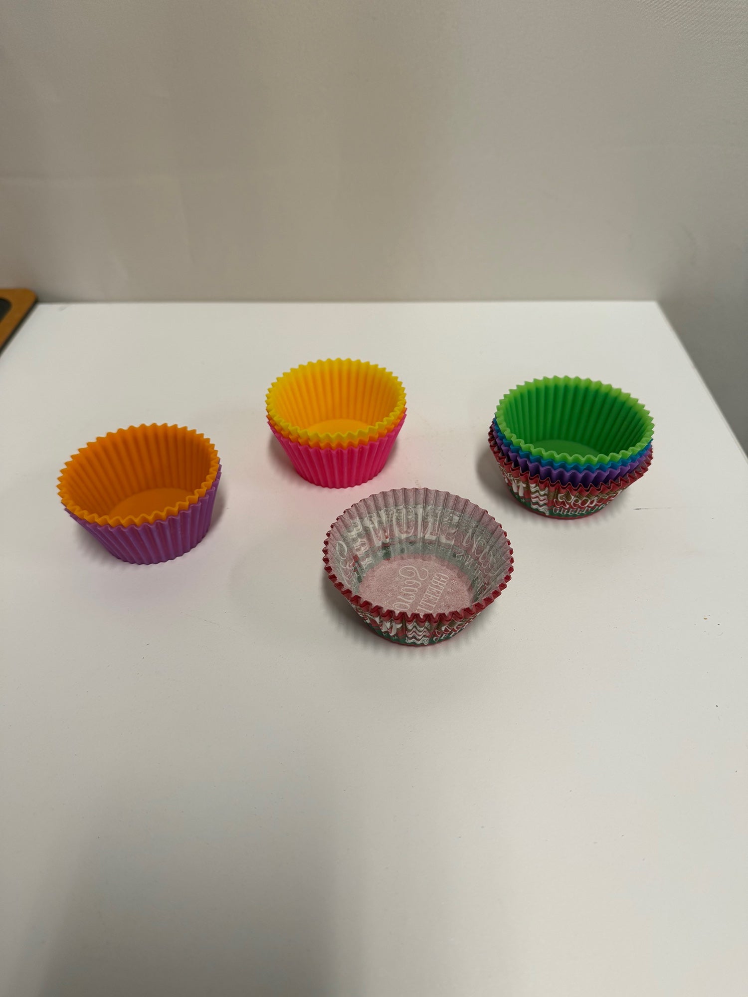 Colorful Reusable Silicone Baking Cups and Festive Paper Liners Set