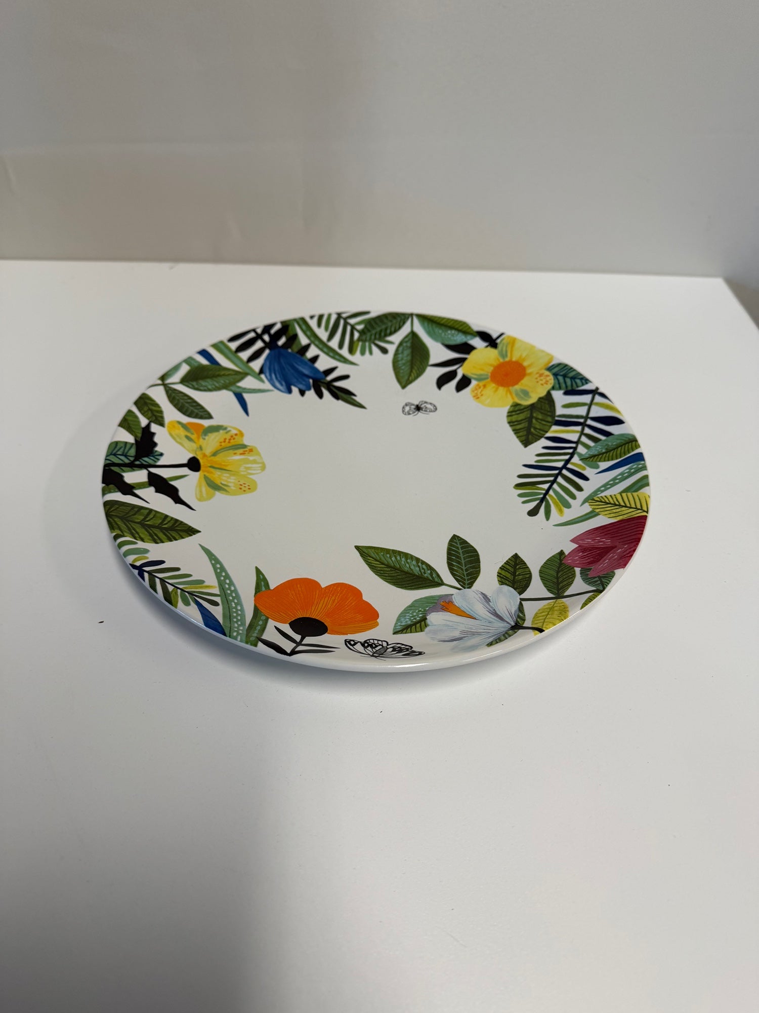 Pier 1 Mod Floral Bunny Vibrant Porcelain Plate