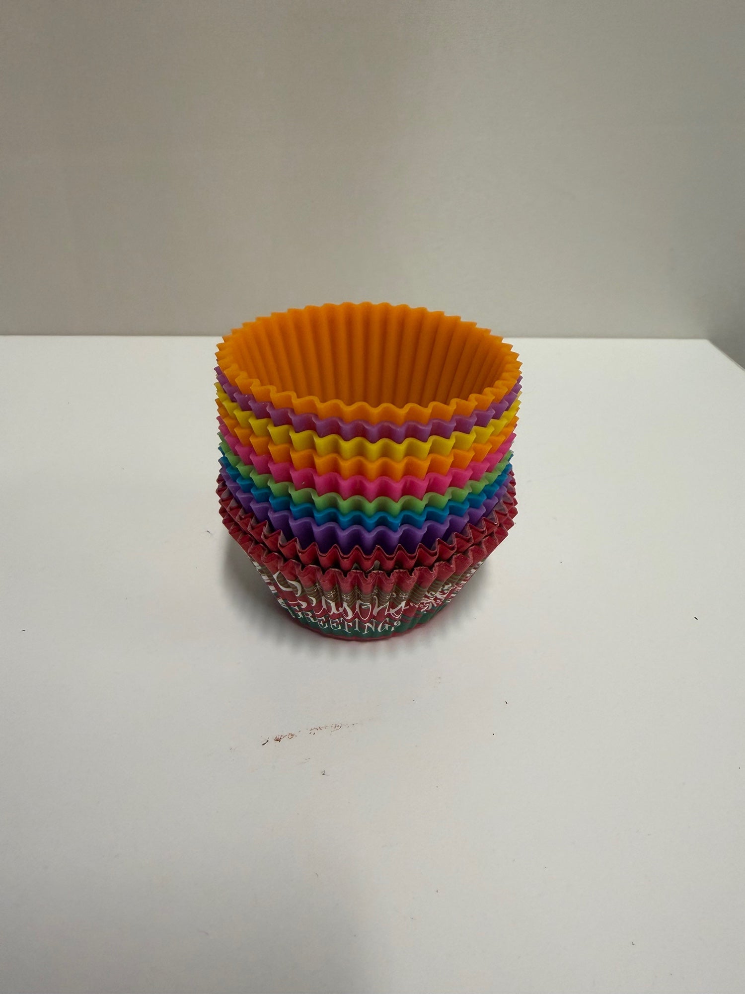 Colorful Reusable Silicone Baking Cups and Festive Paper Liners Set