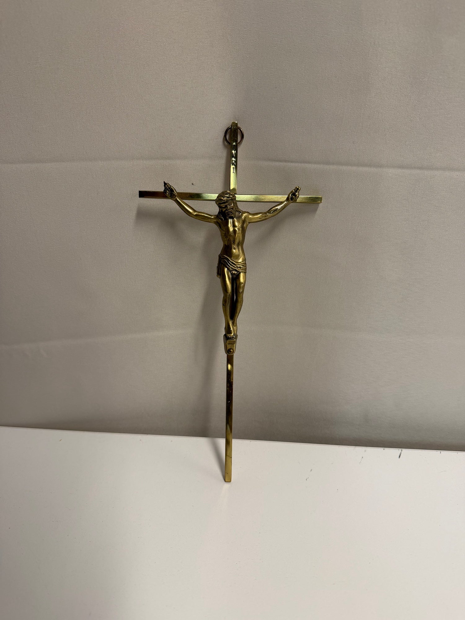 Vintage Brass Jesus Christ Crucifix Wall Cross Religious Art