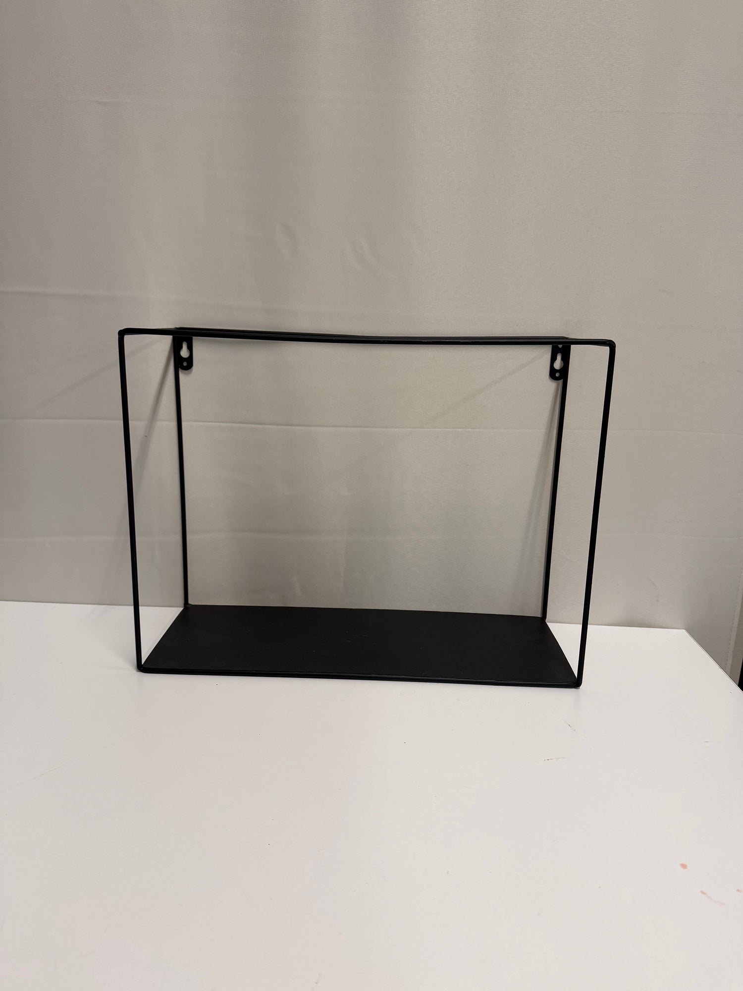 Modern Rectangular Black Metal Frame Floating Shelf