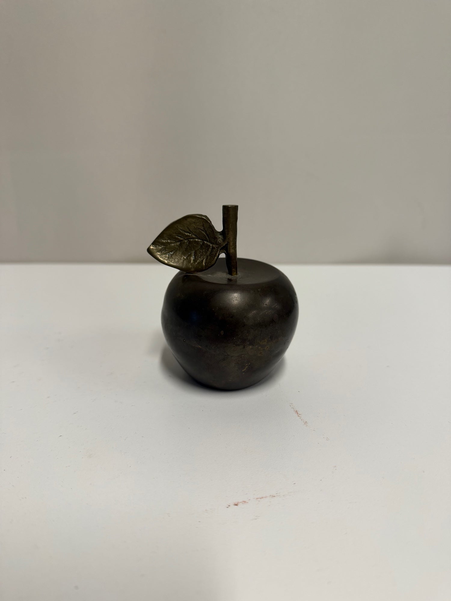 Vintage Bronze-Toned Apple Desk Bell with Leaf Accent