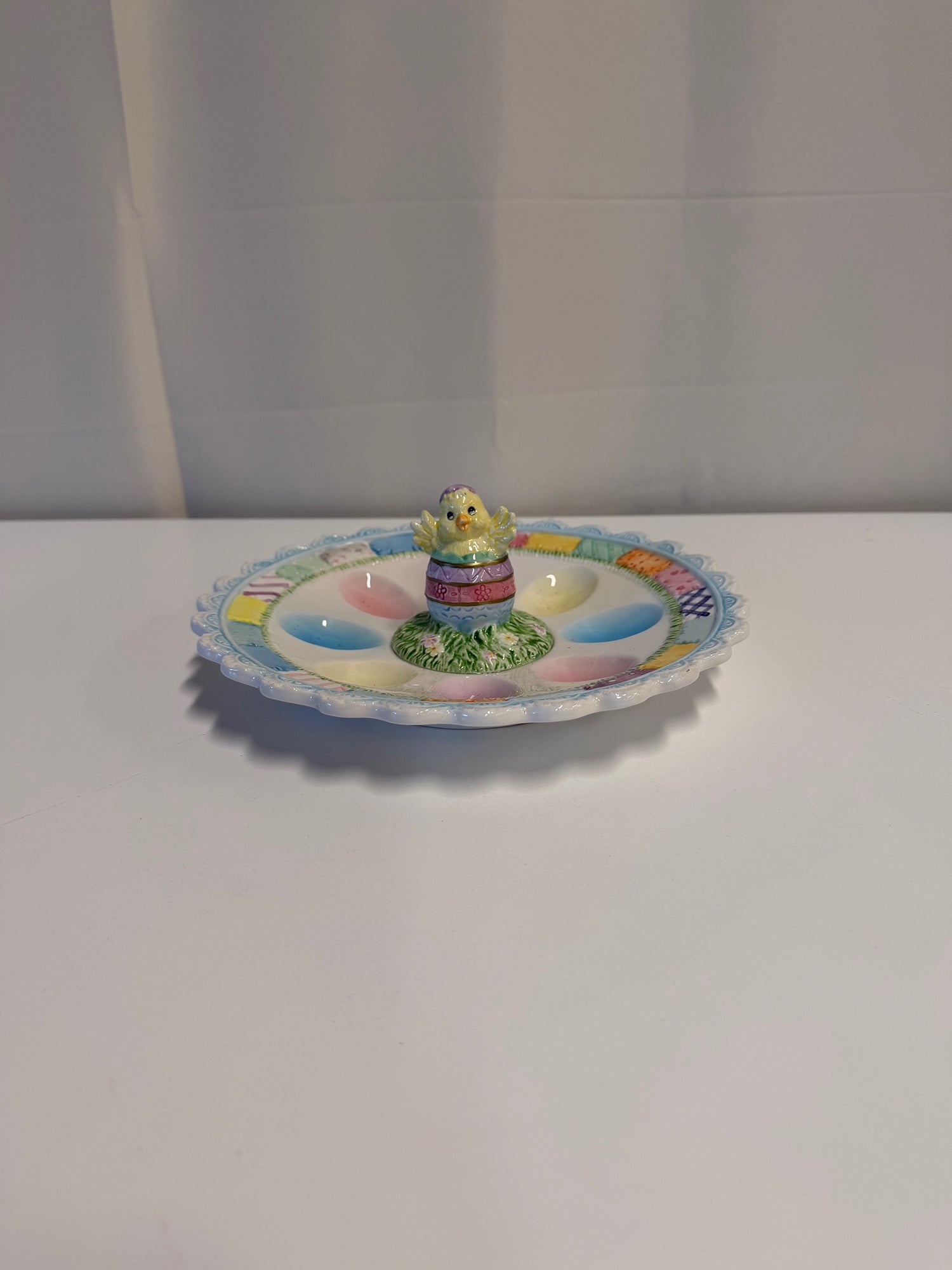 Festive Porcelain Chick Deviled Egg Serving Platter