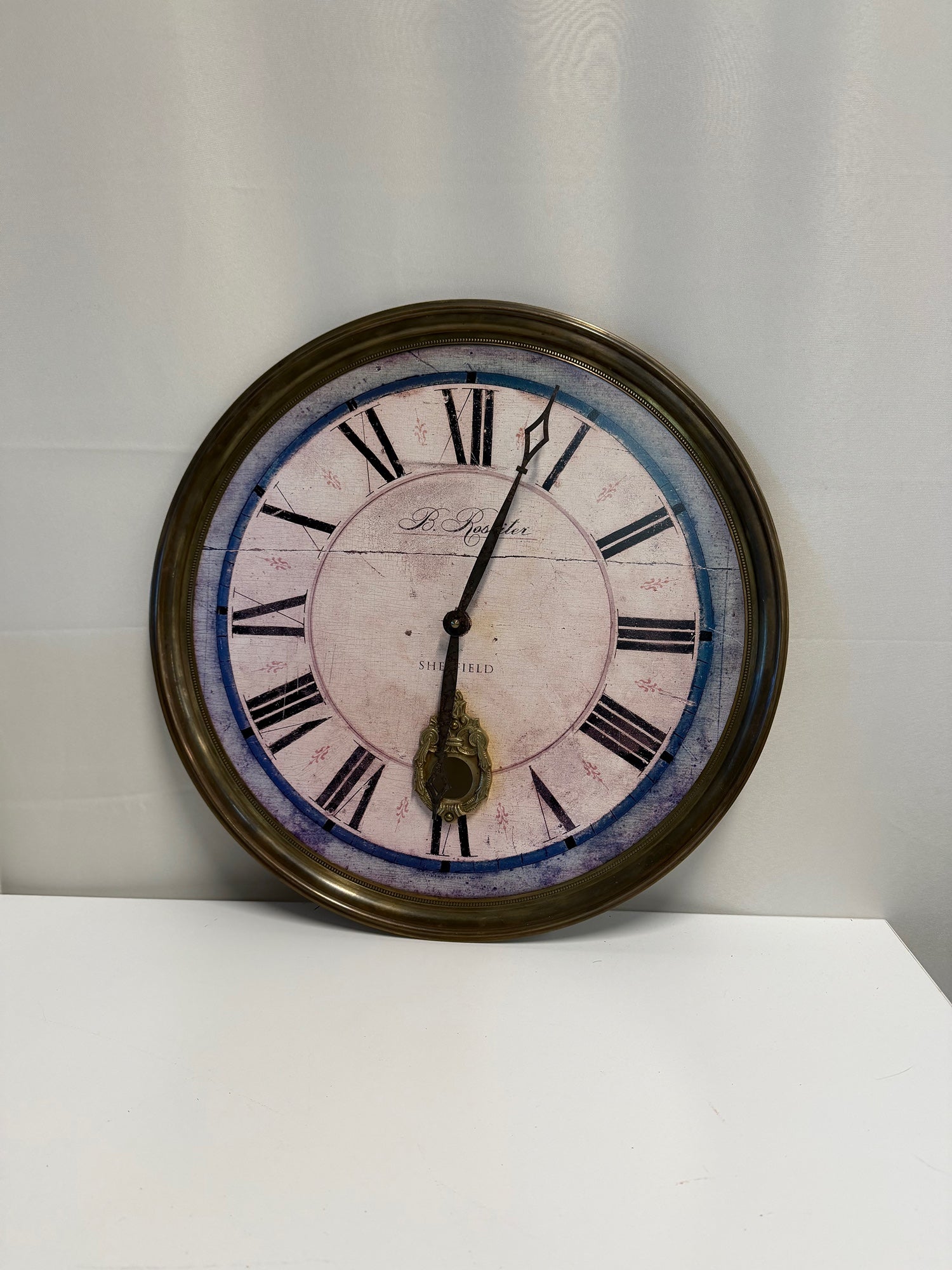 Vintage-style B. Rossiter Regency 18" Round Wall Clock with Roman Numerals