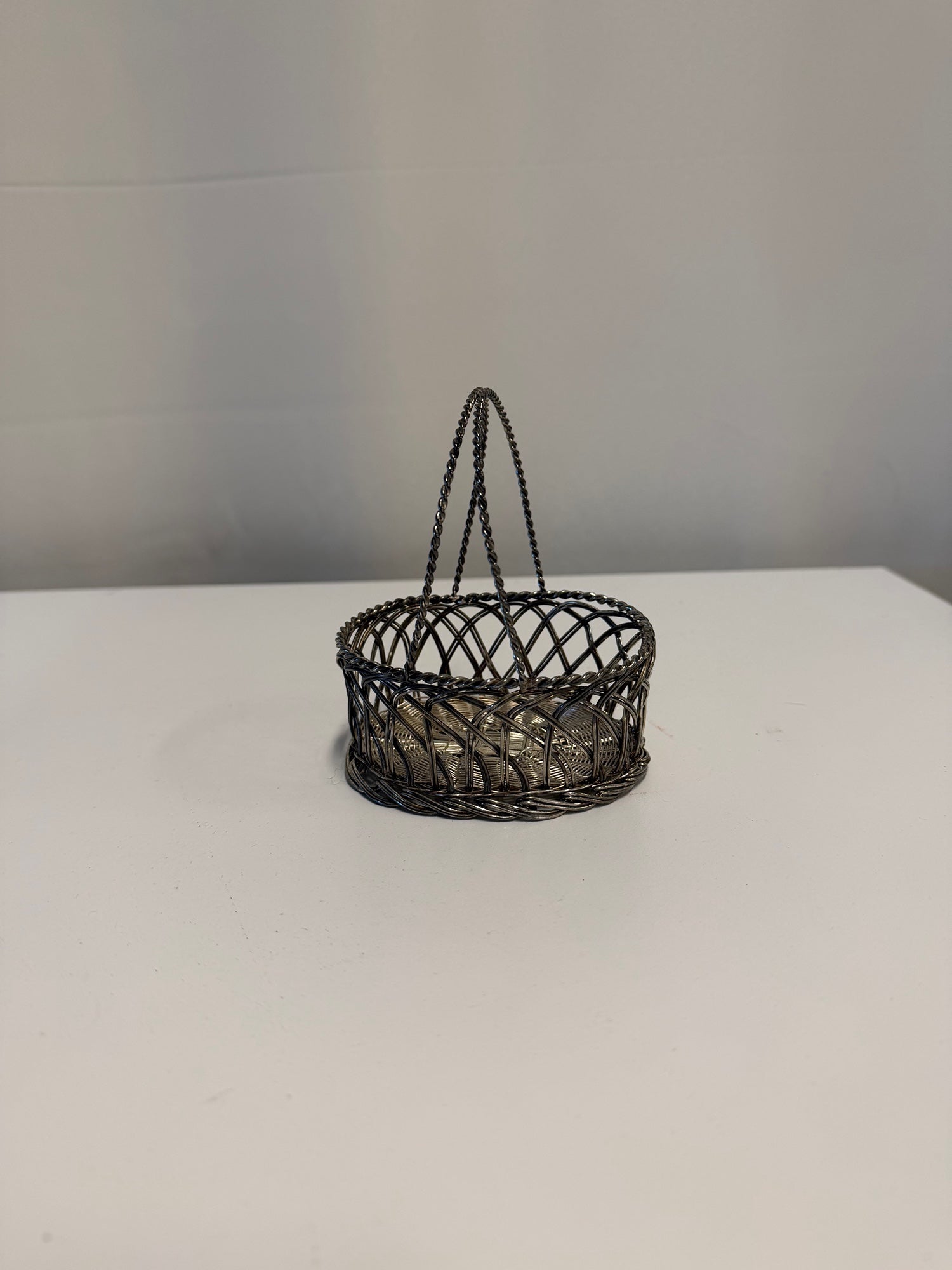 Miniature Woven Wire Basket with Handle