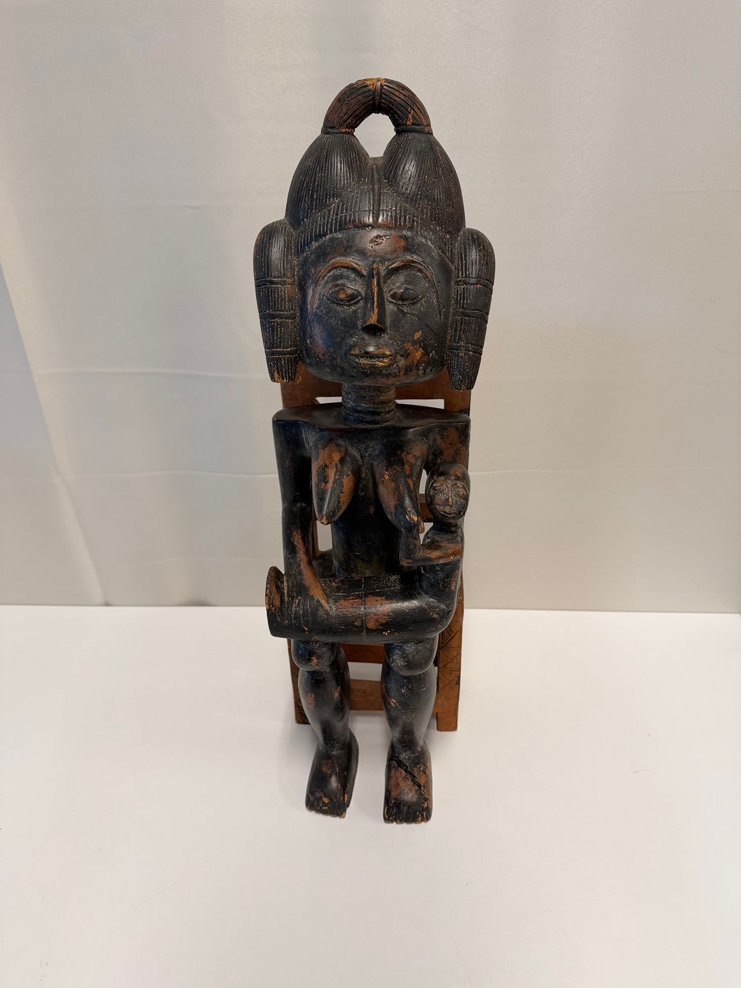 Hand-Carved Maternity African Art Kulango Fine Wood Sculpture
